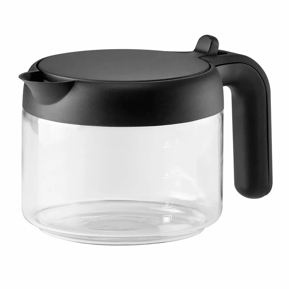 De'Longhi Jarra para Café DLSC021, Accesorio para Cafetera, Capacidad de 750 ml, Jarra para Café, Cristal, Plástico, 6 Tazas, Negro y Trasparente