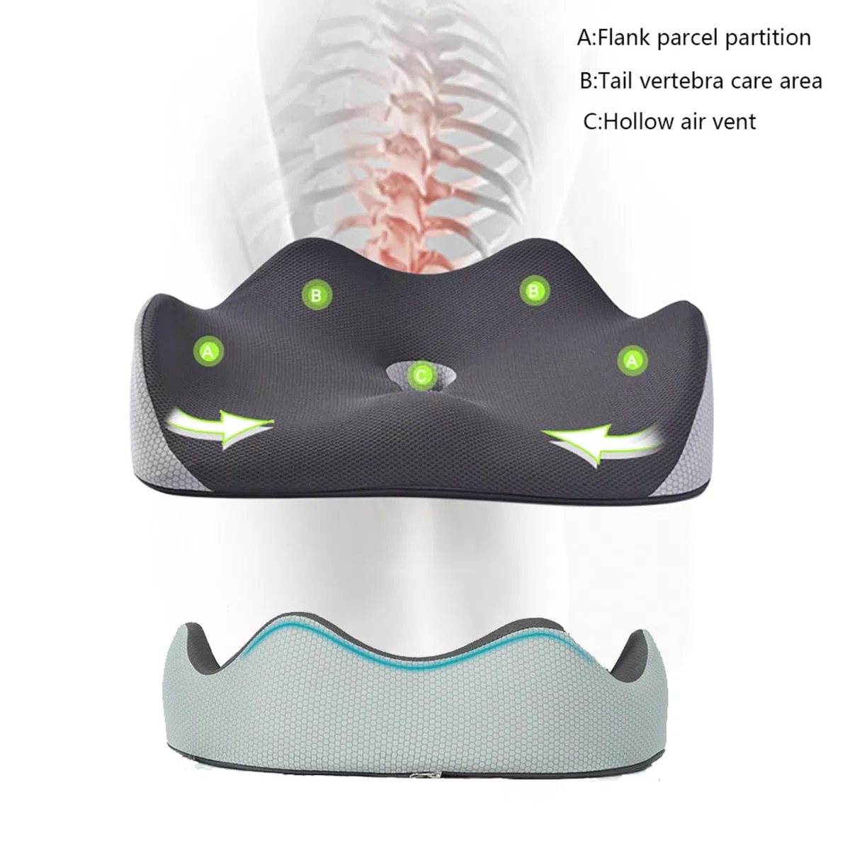Cojines para aliviar la presión en los glúteos, cojín ortopédico para sentarse, lavable y ergonómico, almohada para el coxis para estar sentado durante largas horas en la oficina o el coche, color a