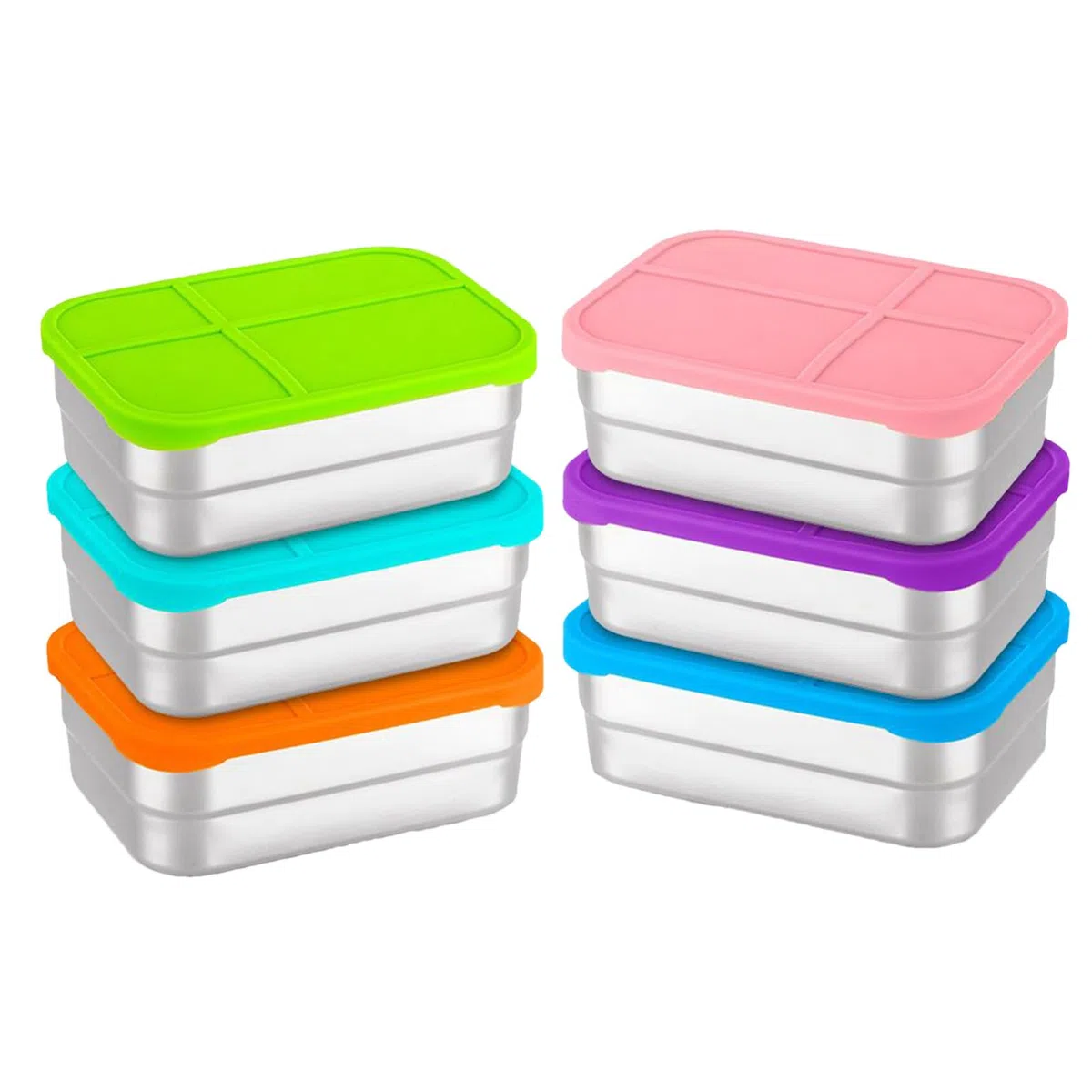 Contenedores De Comida De Acero Inoxidable 720ml Para Comidas Y Aperitivos | Apilable Para Alimentos Contenedor de Snack Portátil con Tapa de Silicona para Escuela, Viaje, Picnic, Deportes y Almue