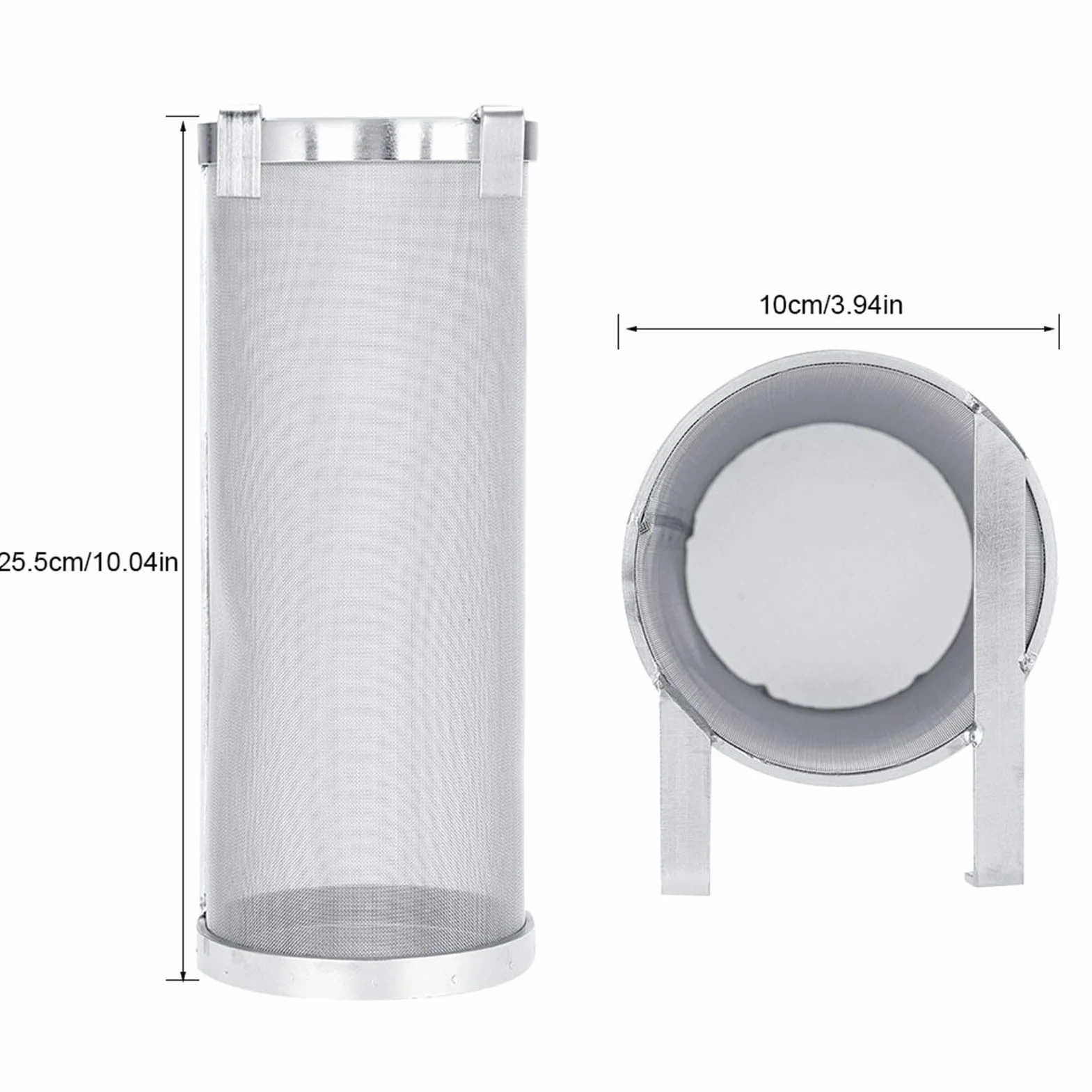 Filtro de elaboración de Cerveza, Acero Inoxidable de 300 micras, colador de lúpulo de Cerveza casero con Gancho para Equipo de Barril de hervidor de elaboración (10 * 25,5 cm)