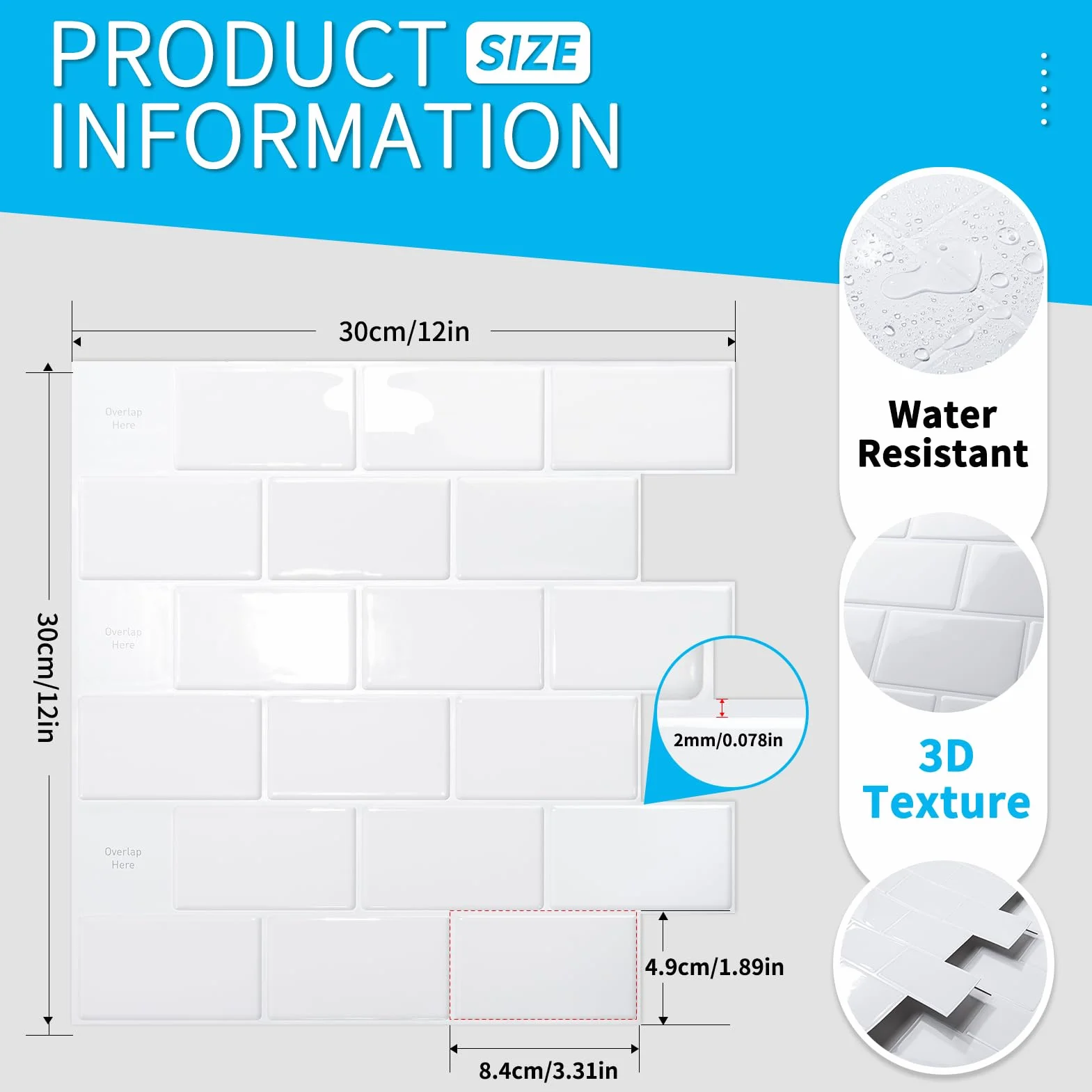 Art3d 10 adhesivos para azulejos, color blanco, para decoración de azulejos, para cocina, baño
