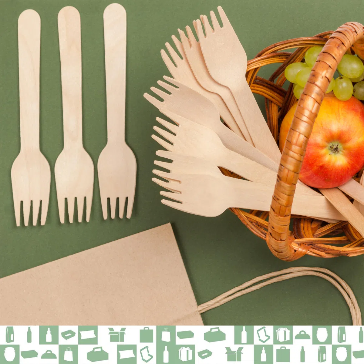 Juego de 200 tenedores desechables de madera, cubiertos desechables, ideal para picnics y eventos