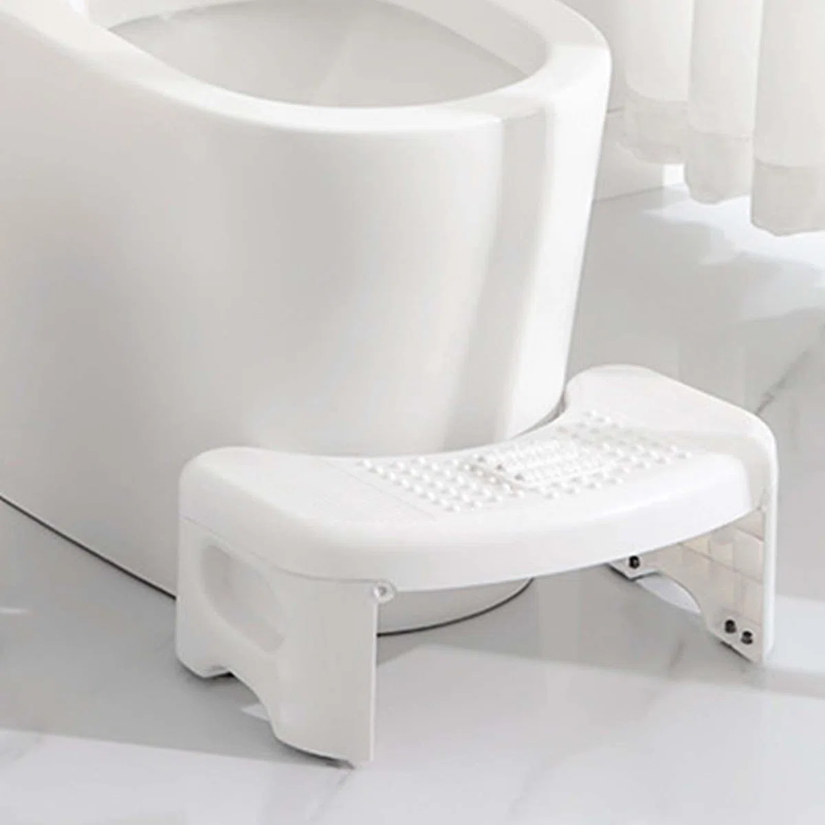 Taburete Plegable Baño Escalón Sanitario Portátil para Inodoro Taburete Movilidad Un Paso Plegable Accesorio de Plástico Práctico Material Res, Blanco, Individual