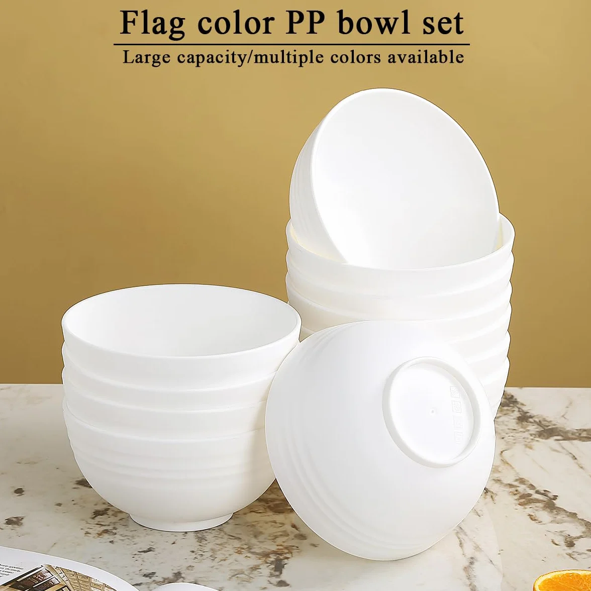 Berglander cuencos de plástico blanco 12 piezas 750ml, cuenco de ramen reutilizable, cuencos de sopa, cuenco de cereales para adultos, niños, hogar, restaurante, jardín, picnic, camping