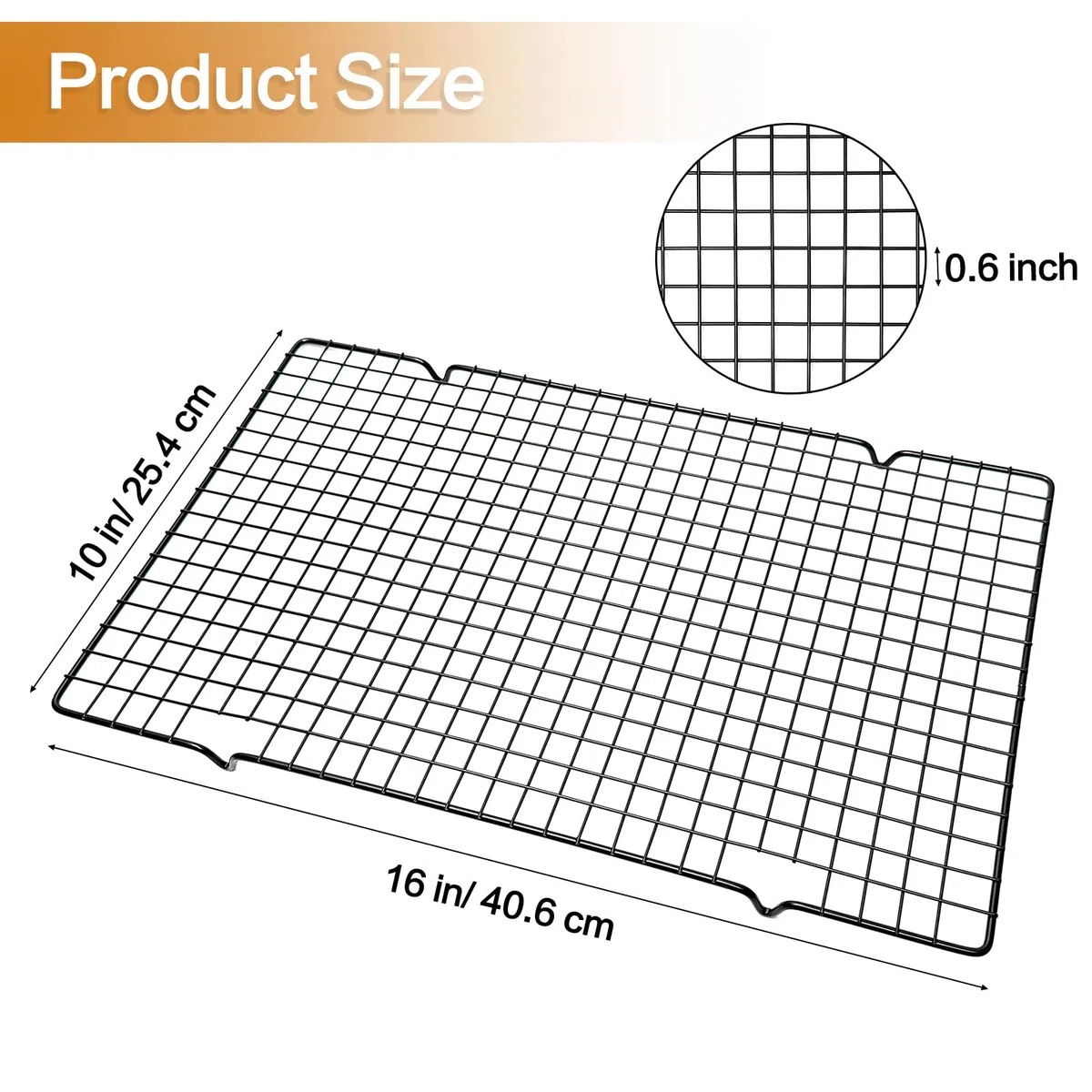 Nexboraque Paquete de 4 estantes de alambre para cocinar, 41 x 25 cm, color negro, resistentes, antiadherentes, para enfriar galletas, para asar, cocinar, asar, secar, bandeja para hornear