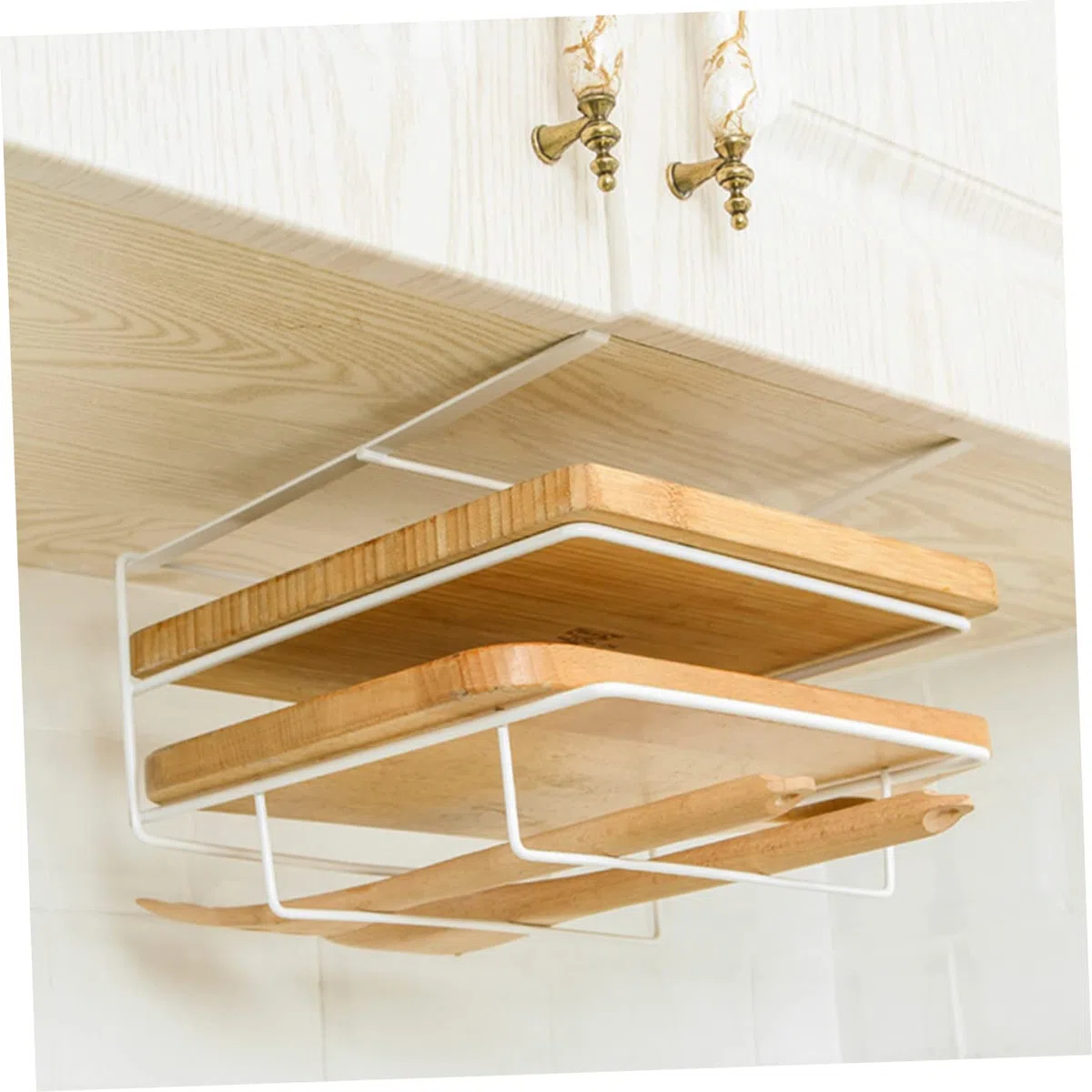 HEALLILY Estante De Pared Para Tabla De Cortar De Doble Piso Con Toallero Y Bandeja De Goteo Organizador De Cocina De Hierro Para Gabinetes Y Encimeras 10.23X8.66X5.90 Pulgadas