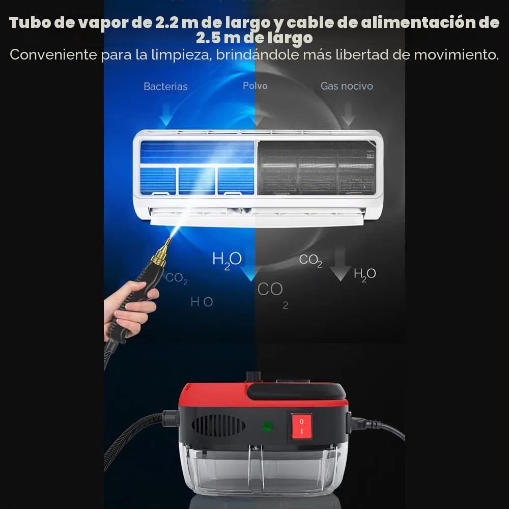 Decdeal Limpiador a vapor portátil portátil de 2500 W Máquina de limpieza a vapor presurizada a alta temperatura con cepillos y guantes para muebles de cocina coche de baño