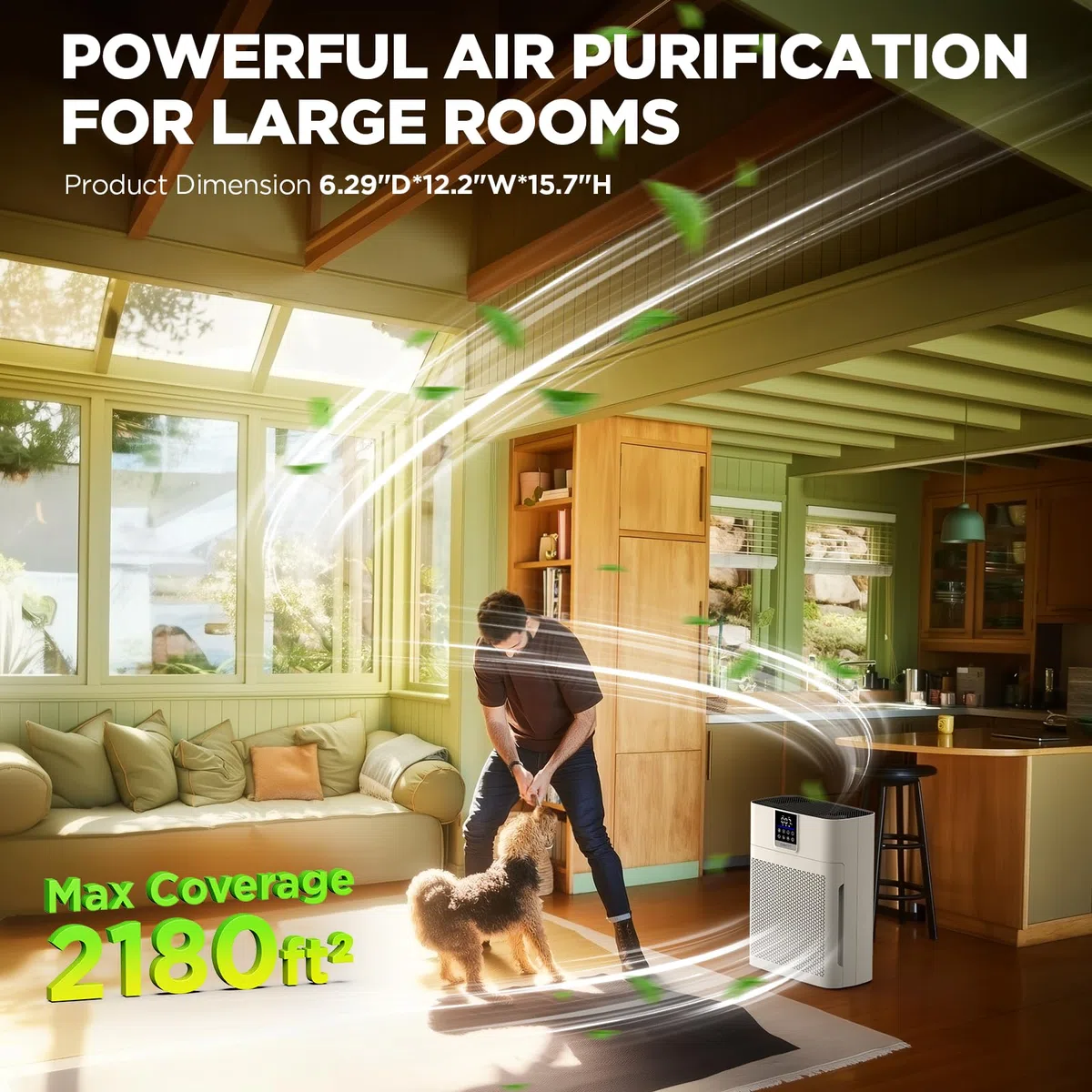 Purificadores de aire para el hogar, habitación grande de hasta 2180 pies cuadrados, purificador de aire DBFIT HEPA con prefiltro de nailon lavable, sensor de calidad del aire PM2.5, limpiador de aire