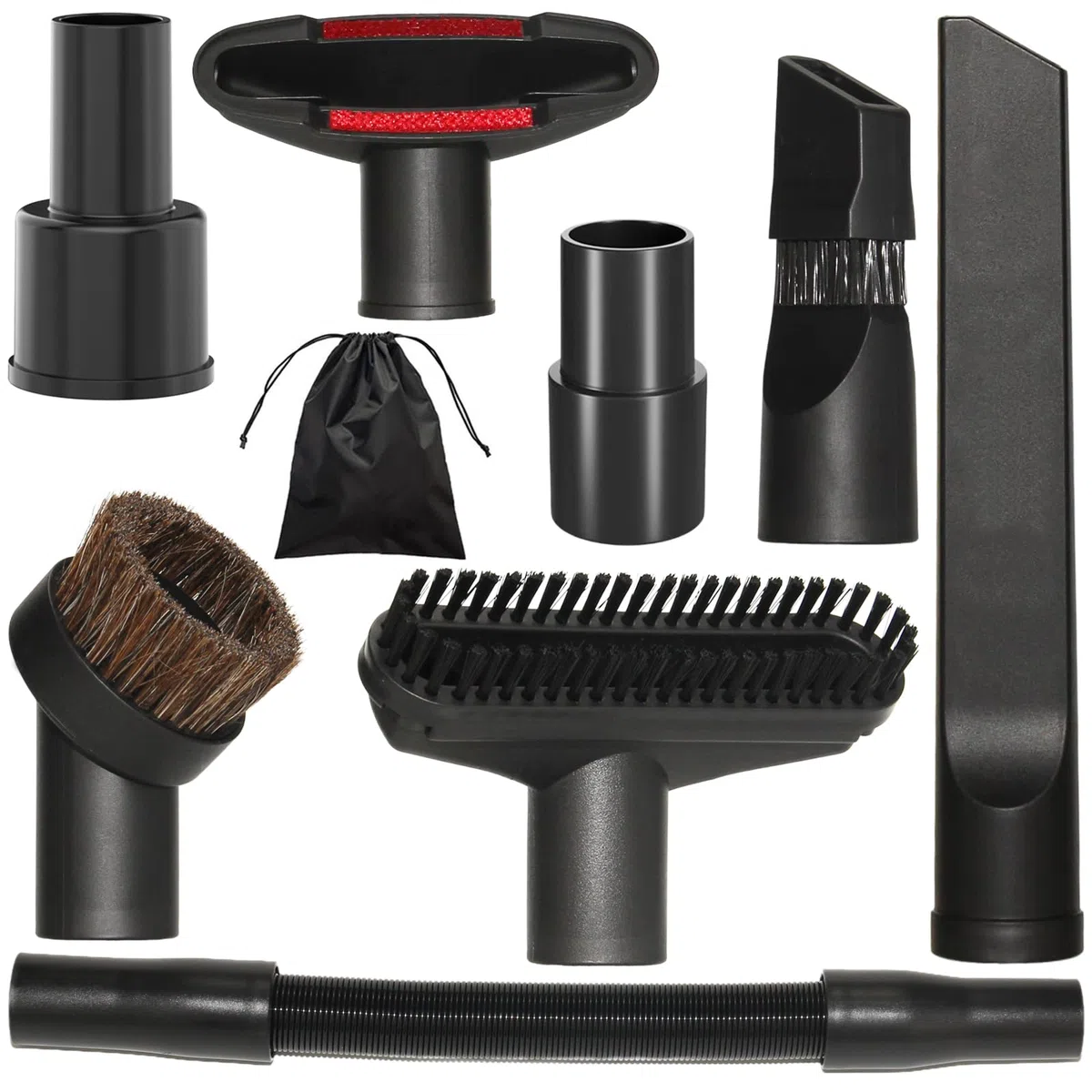 Portek Accesorios de aspiradora de 1-1/4 pulgadas con adaptador de 1-3/8 pulgadas como kit de limpieza de detalles de coche para el hogar, accesorios de aspiradora de 1 1/4 pulgadas, adaptador de 1