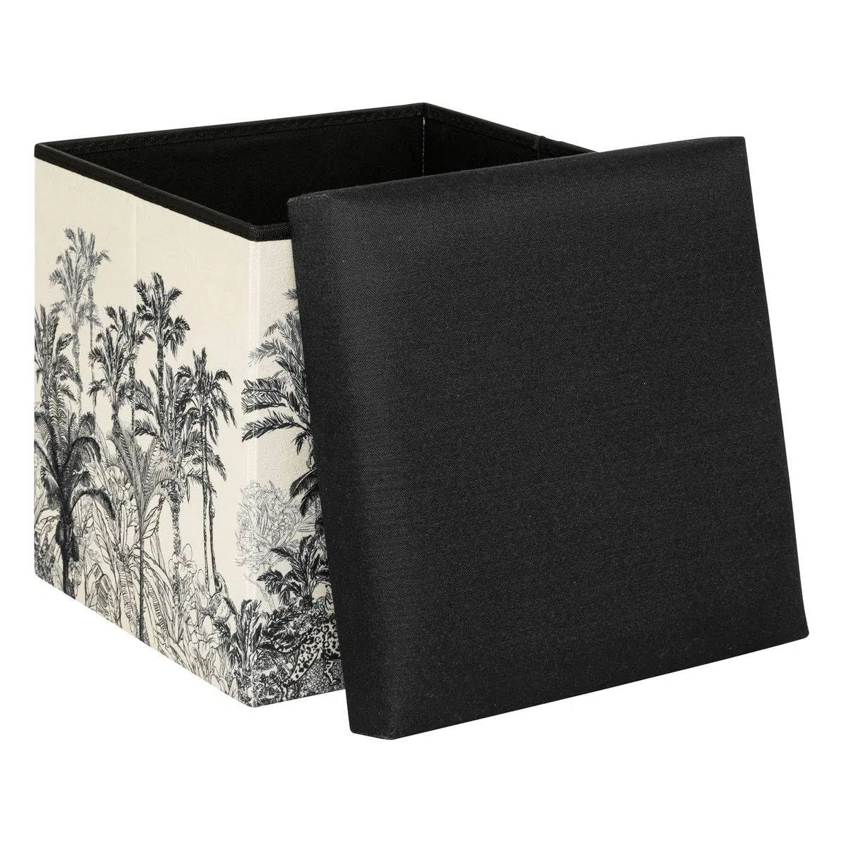 Atmosphera - Puff Plegable Benicio Madera - Blanco y Negro