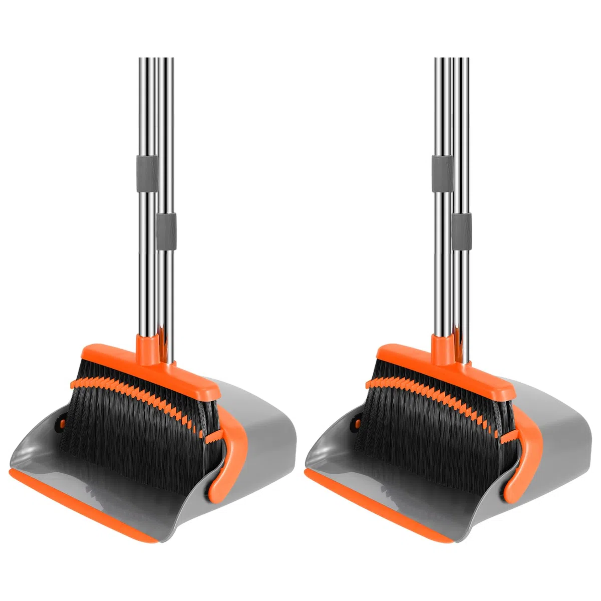 NACENA Juego de escoba y recogedor, 132 cm de largo, mango ajustable, combo con dientes recogedores para limpiar automáticamente el cabello, adecuado para el hogar, cocina, oficina, pasillo, suelo