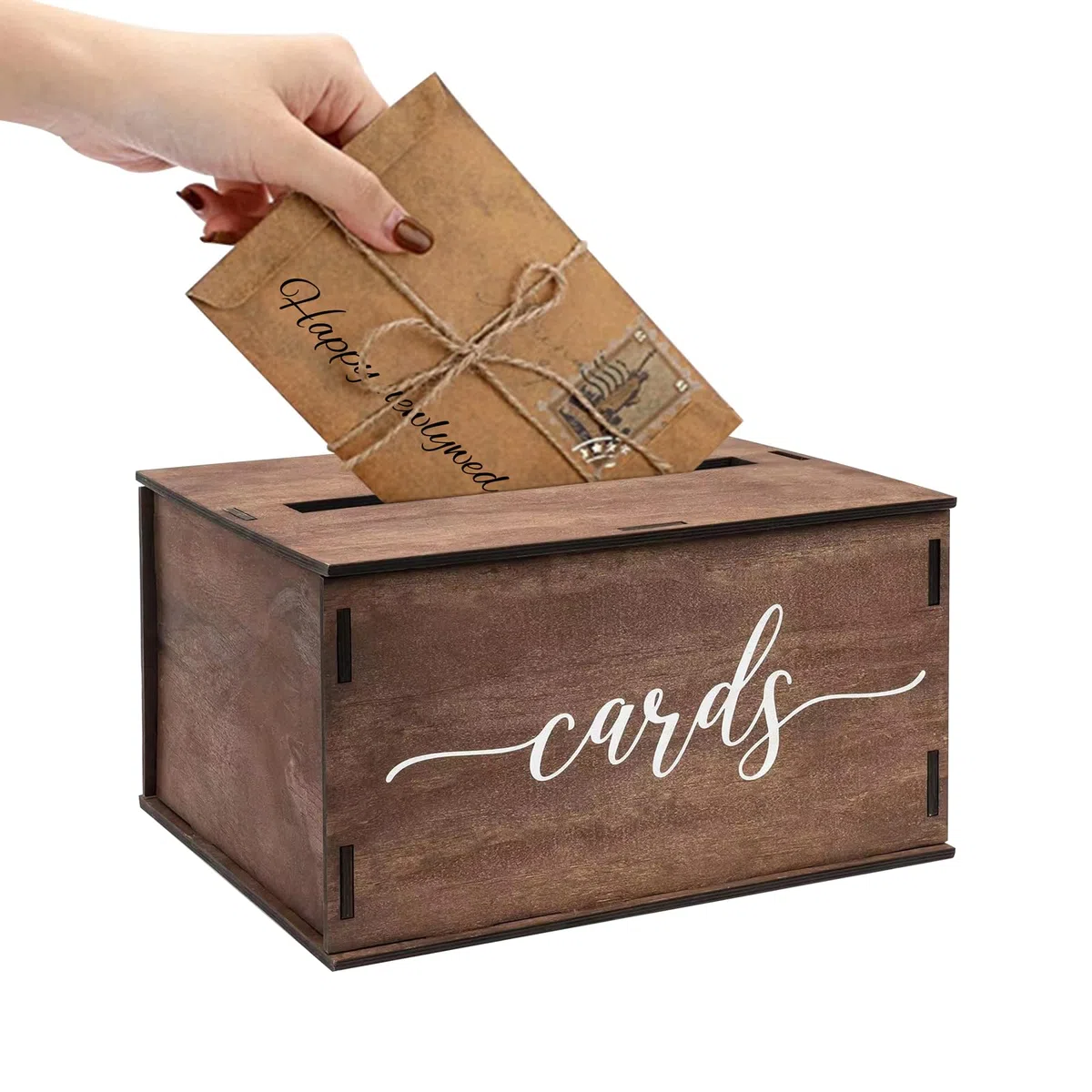 Caja de tarjetas de boda 29,2x26,6x16,5 cm Caja de regalo rústica con Ranura y Tapa Organizador de tarjetas de fiesta para Boda Aniversario Fiesta Duchas de Bebé Cumpleaños