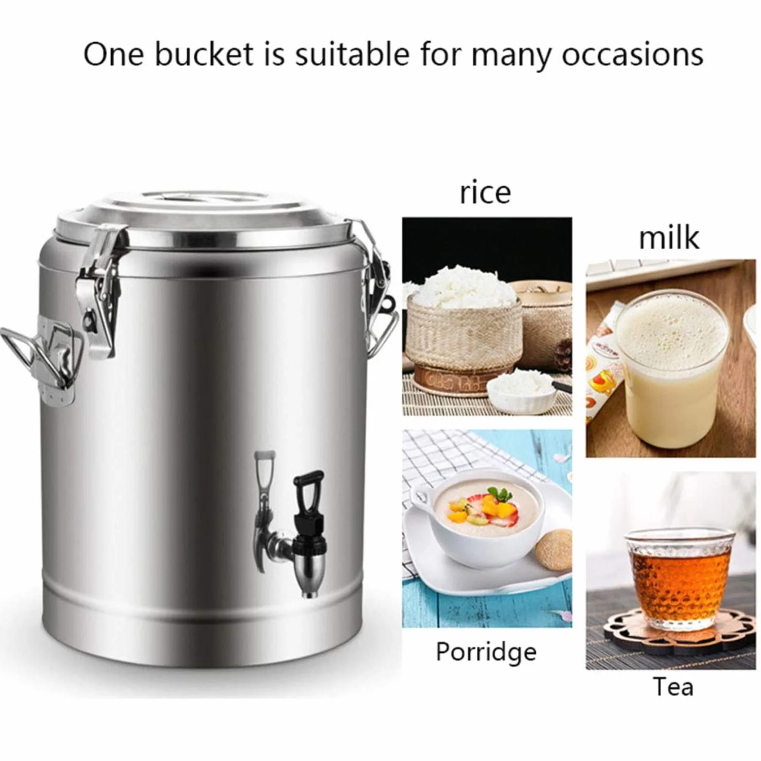 Dispensador de bebidas aislado, termo de acero inoxidable con espiga para bebidas frías y calientes, ideal para té, agua, café y bebidas heladas