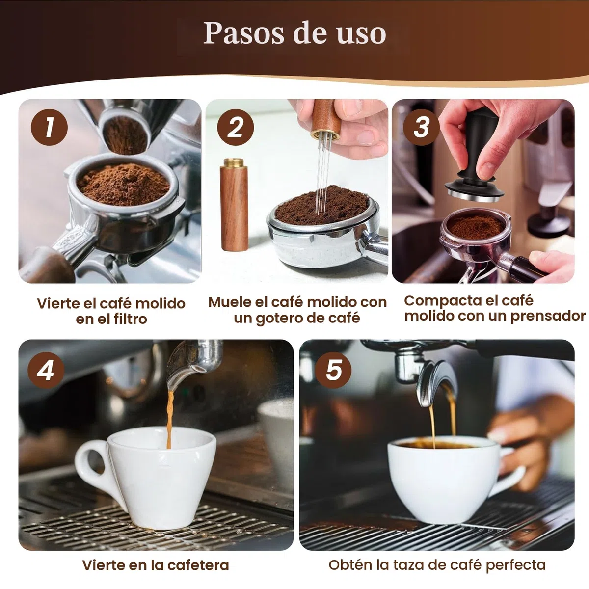 Kit Cafe Barista, Cafe Tamper 51mm, Distribuidor De Café Espresso, 304 Almohadillas De Café con Base De Acero Inoxidable para Hogares Y Oficinas, Adecuadas para Amantes del Café