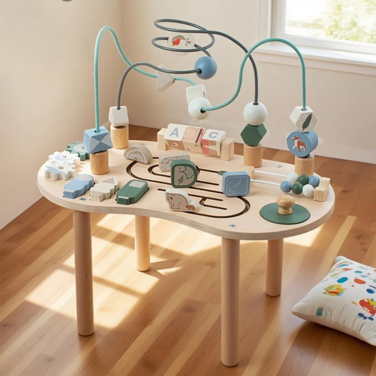 Mesa Sensorial para Bebés,Mesa de Juego de Madera | Juego Educativo de Madera Regalo Interior Familia