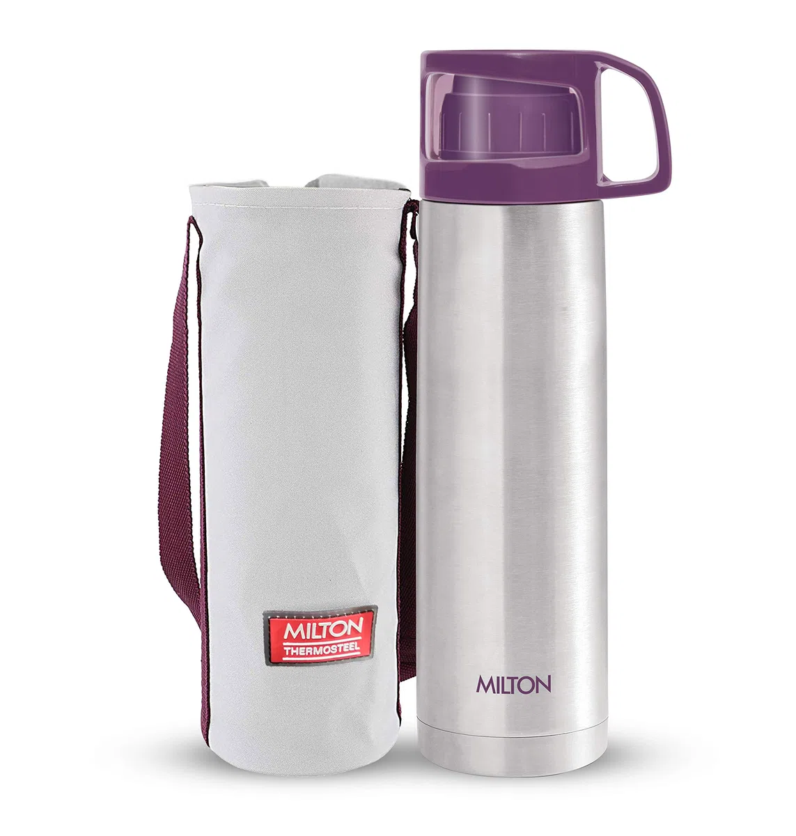 MILTON Botella de agua fría y caliente Glassy 1000 Termoacero 24 horas con tapa para taza | A prueba de fugas | Botella de oficina | Botella de gimnasio | Inicio | Cocina (Púrpura, 1000 ml | 34 oz) | Milton Flask - Botella de agua aislada de 1 litro con t