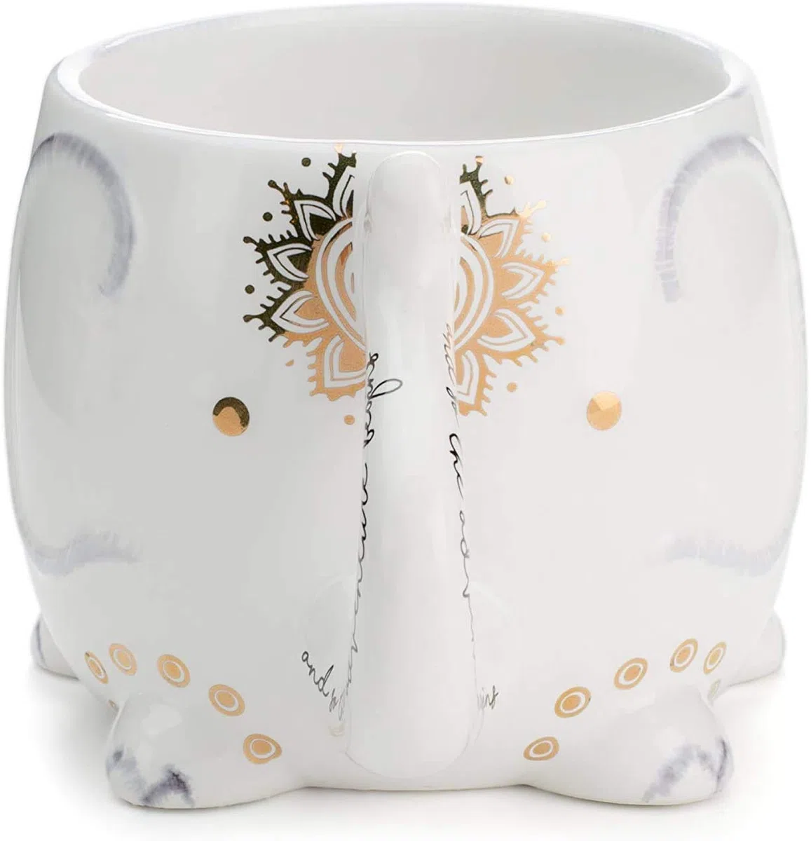 Tazas de café o té de cerámica blanca: taza de café de elefante con diseños impresos a mano y texto impreso, 18.6 onzas líquidas, taza hecha a mano