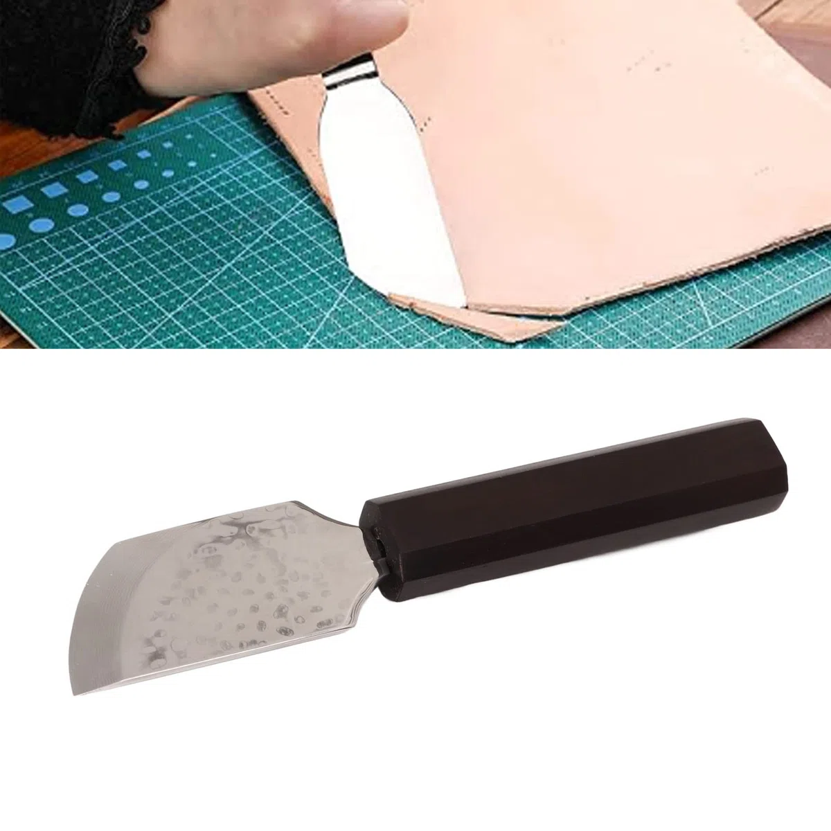 Cuchillo De Cuero, Cuchillo para Cortar Cuero, Cuchillo para Cortar Cuero con Mango De Madera, Cuchillo De Trabajo De Cuero para Manualidades De Cuero DIY