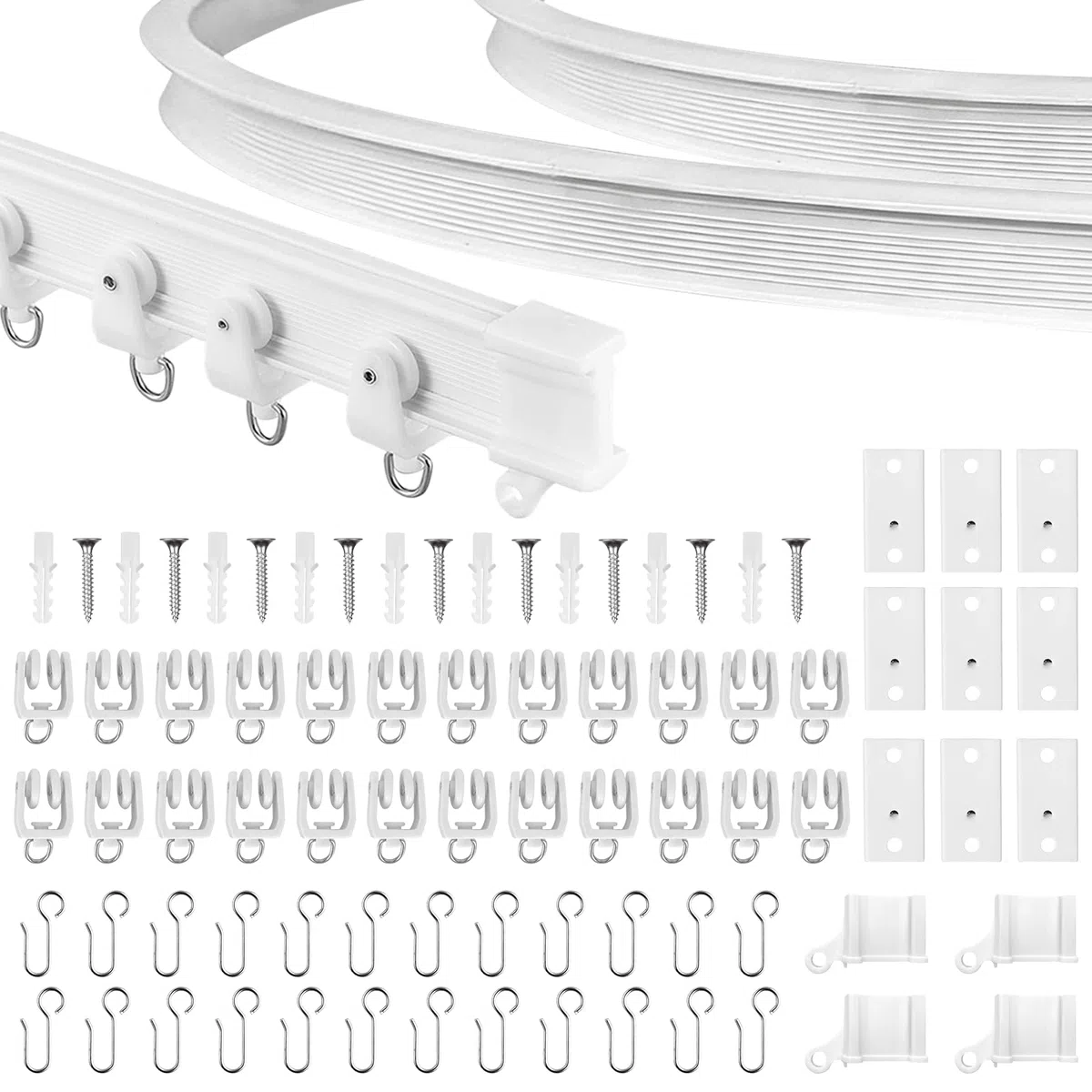 Riel de cortina de techo flexible de 3 m, riel de cortina curvado con ruedas silenciosas, ideal para ventanas de ducha, separadores de habitaciones de autocaravanas, privacidad y decoración del hogar