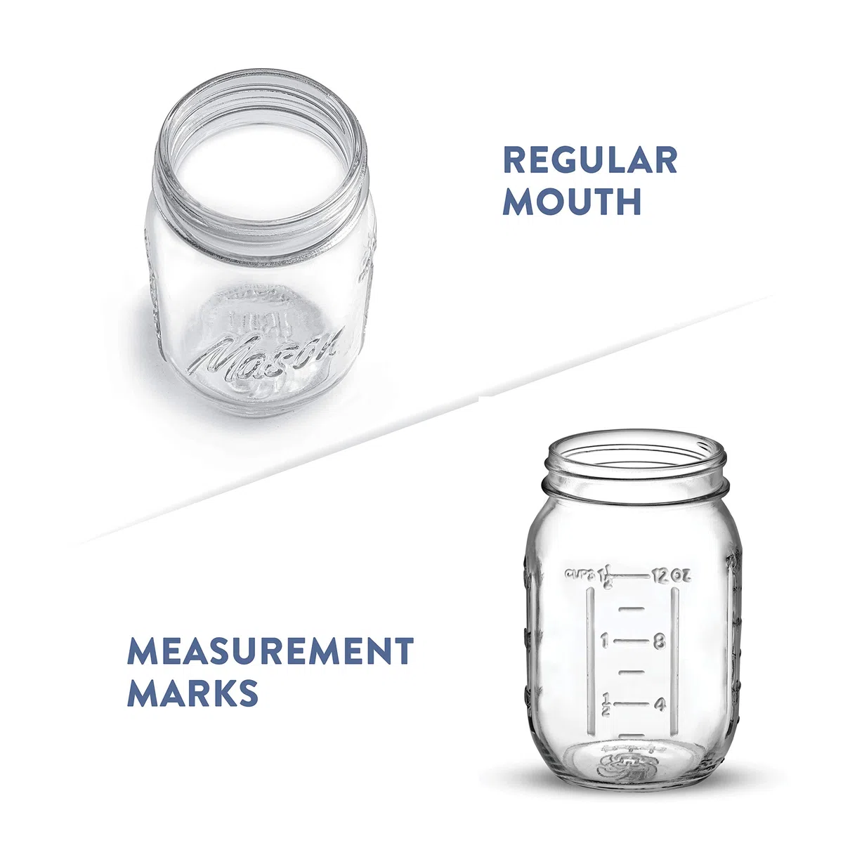 Tarros de vidrio de boca regular, 16 onzas (paquete de 5) frascos de vidrio con tapas herméticas de metal plateado y bandas con marcas de medición, para conservar, preparación de comidas, avena,