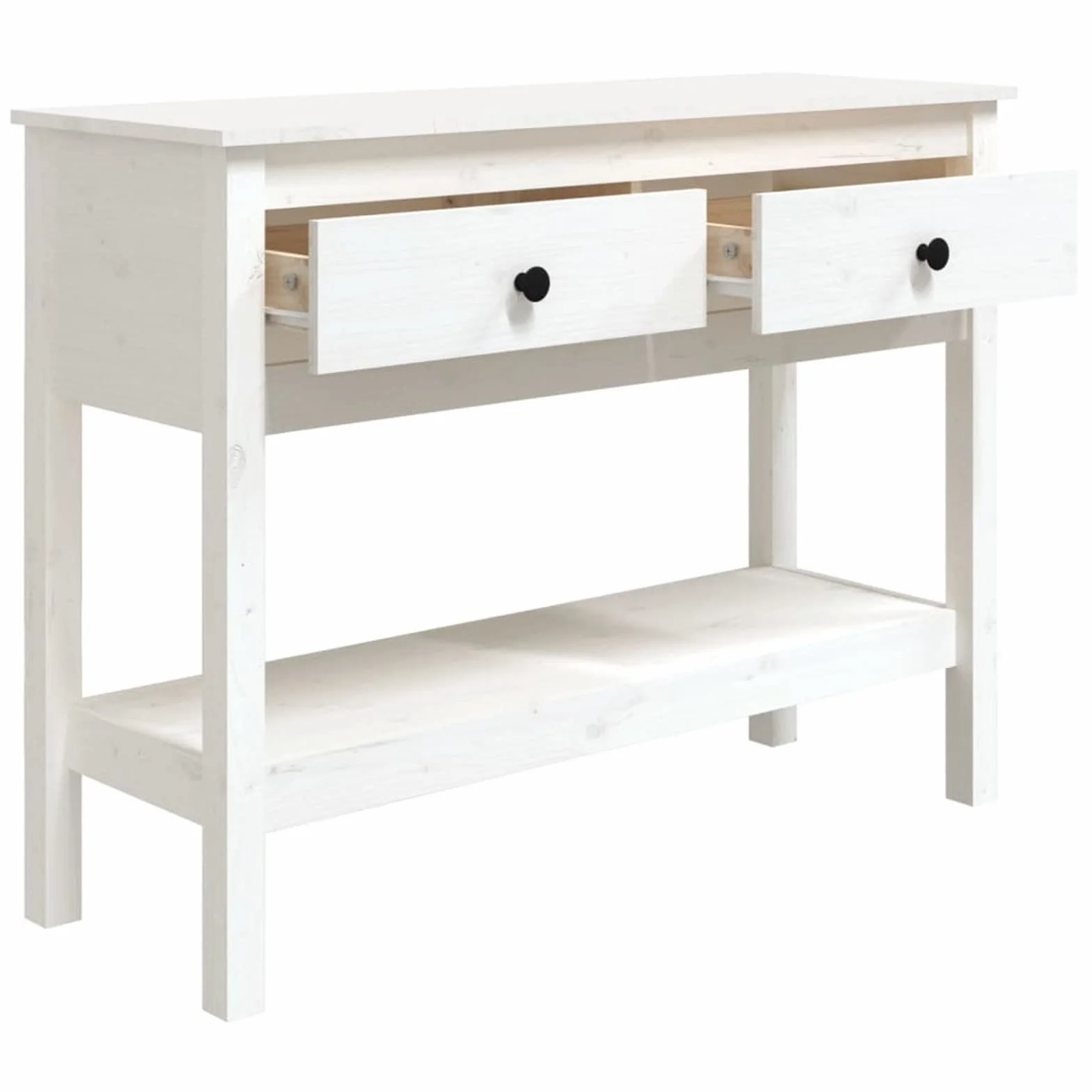 Homgoday Mesa Consola Recibidor Mueble de Entrada Estrecha Clásica Grande Mesa Auxiliar para Pasillo Comedor Mesa Consola de Madera Maciza de Pino Blanco 100x35x75 cm