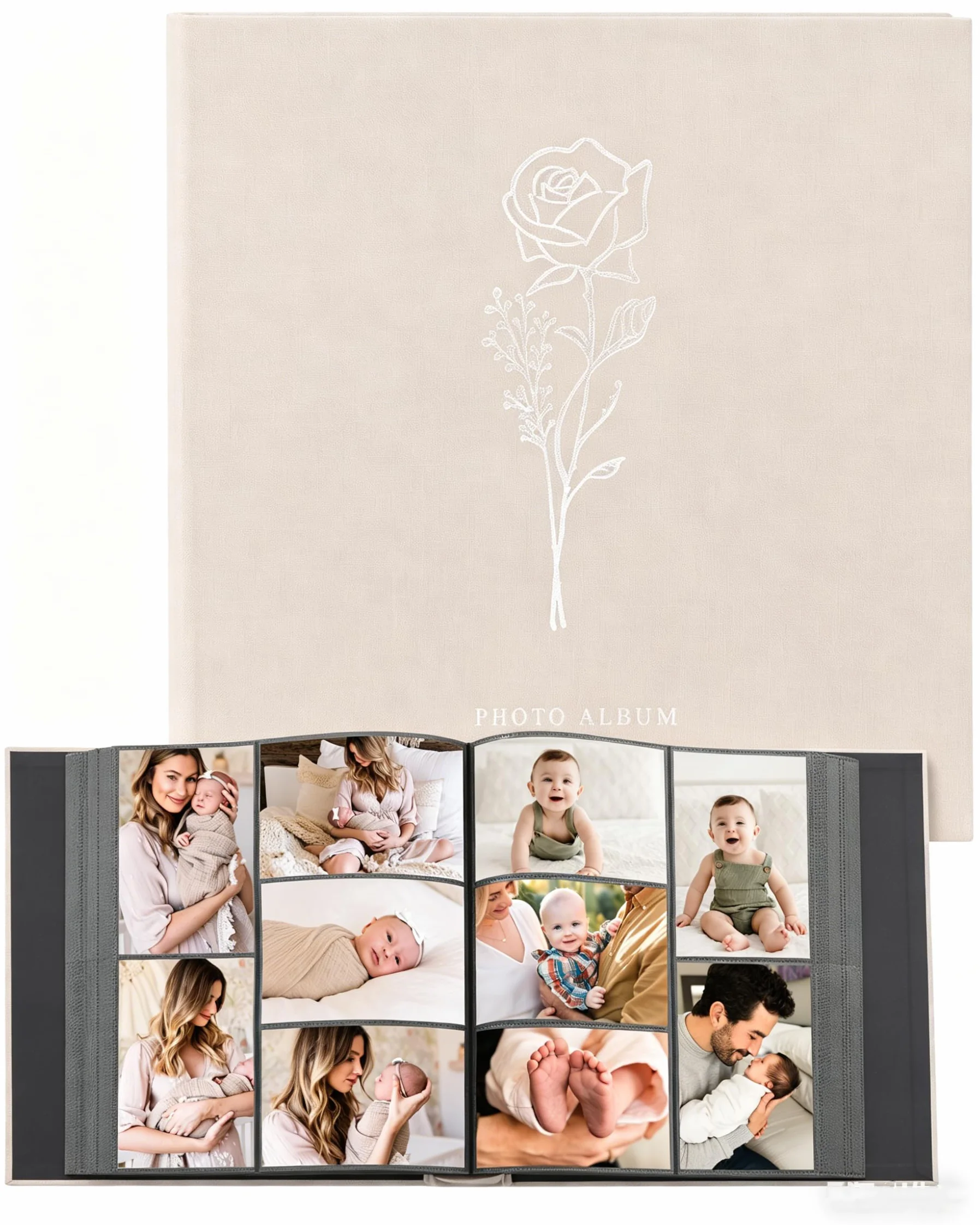 Álbum de fotos de 6 x 4 pulgadas, 600 bolsillos, álbumes de fotos de lino para aniversario de boda familiar, álbum para fotos de paisaje de 10 x 15 cm, color blanco