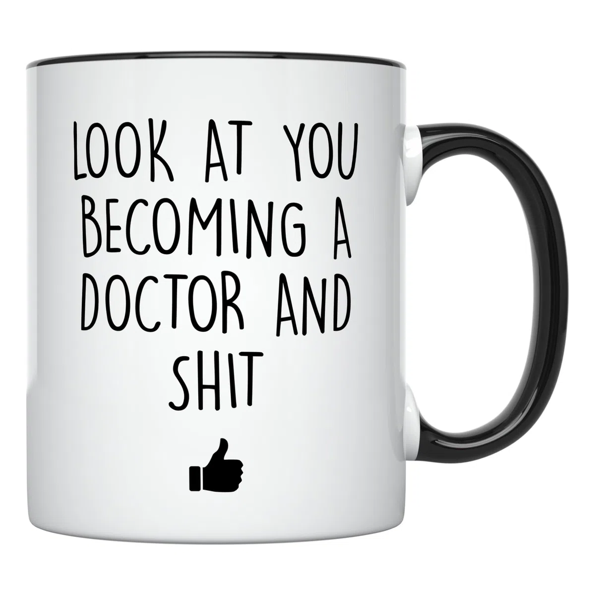 YouNique Designs Taza de café Future Doctor, 325 ml, blanca, divertida taza de estudiante de medicina, taza de escuela de medicina (mango negro)