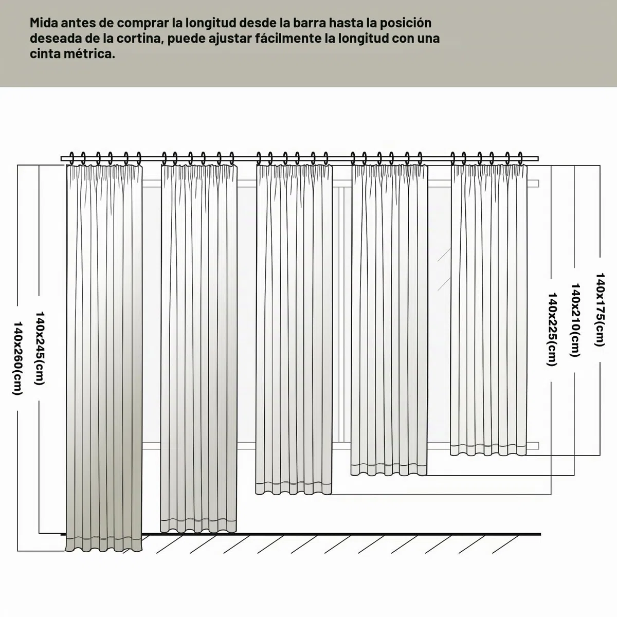 Melodieux Cortinas Visillos Beige para Salón Cortinas Dormitorio 2 Piezas, 140x225cm