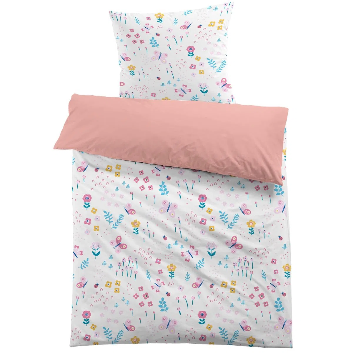 MUSOLEI - Funda nórdica de 140 x 200 cm, para niño, niña, 90 x 190 cm, 1 persona, flores, rosa, 3D, estampado con funda de almohada, 65 x 65