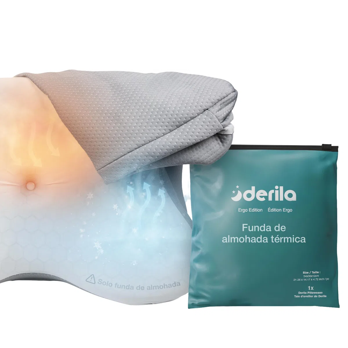 Derila Ergo Funda de Almohada Térmica con PCM – Funda con Regulación de Temperatura Refrescante y Cálida