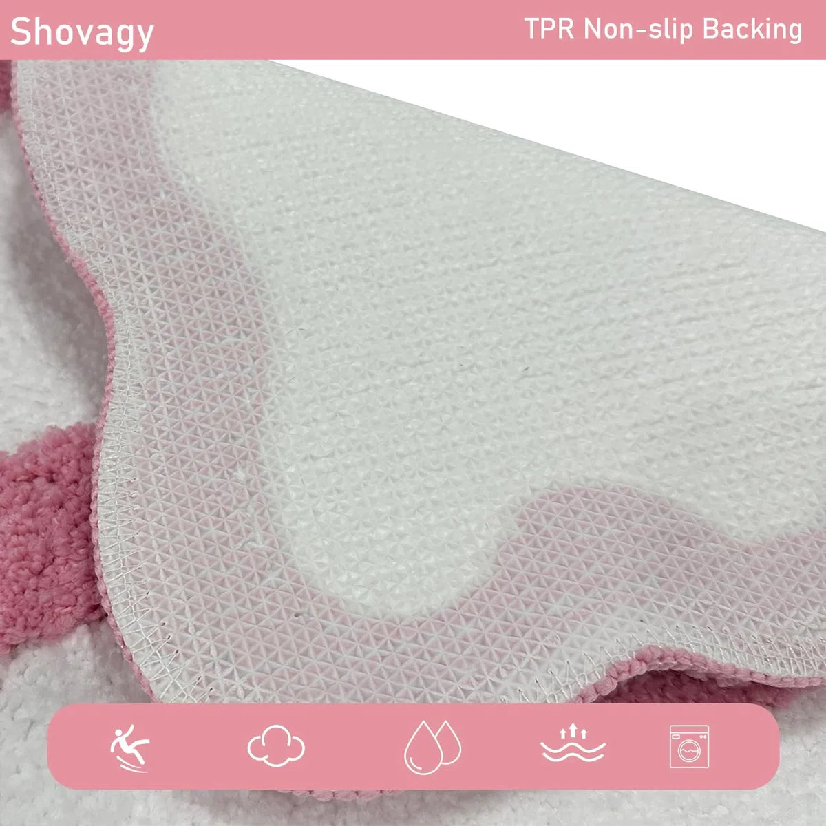 Alfombra de baño festoneada con lazo rosa, extra suave, bonita decoración estética, absorbente de agua, de secado rápido, antideslizante, para baño, bañera, fregadero, ducha, alfombra de suelo