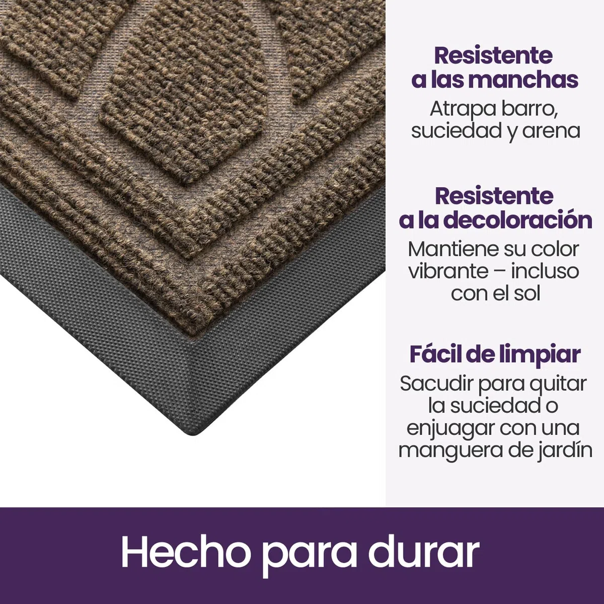 DEXI Felpudo Entrada Casa 44 x 75 cm, Felpudos Exterior Antideslizante y Lavable, Impermeable Alfombra Atrapar Suciedad para Puerta Principal, Balcón, Jardín, Marrón