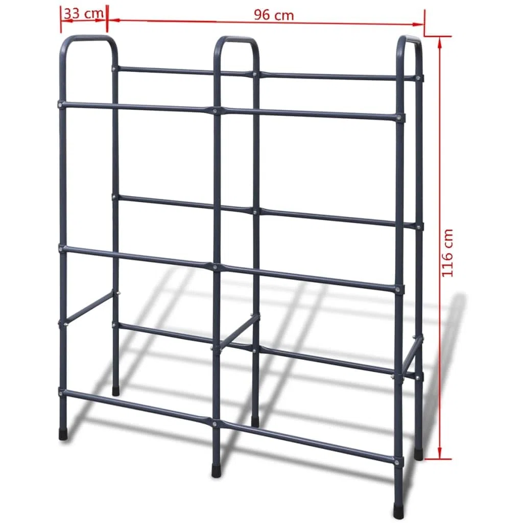 Estantería de acero para 6 cajas, color gris oscuro, 96 x 33 x 116 cm, acero con recubrimiento en polvo, para alimentos plegables, cajas de bebidas, taller, orden