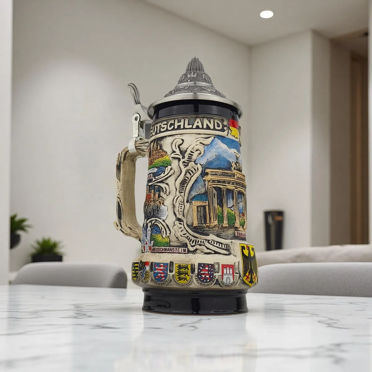 Jarra de cerveza con tapa, 0,7 l, diseño tradicional de Alemania, para casa, colección y festival de cerveza, idea de regalo para hombres, papá y amantes de la cerveza
