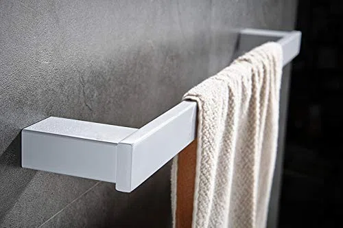 Juego completo de accesorios de baño blancos, gancho para bata, toallero, estante para pañuelos y soporte para cepillo de dientes, accesorios de baño elegantes funcionales y duraderos para soluciones