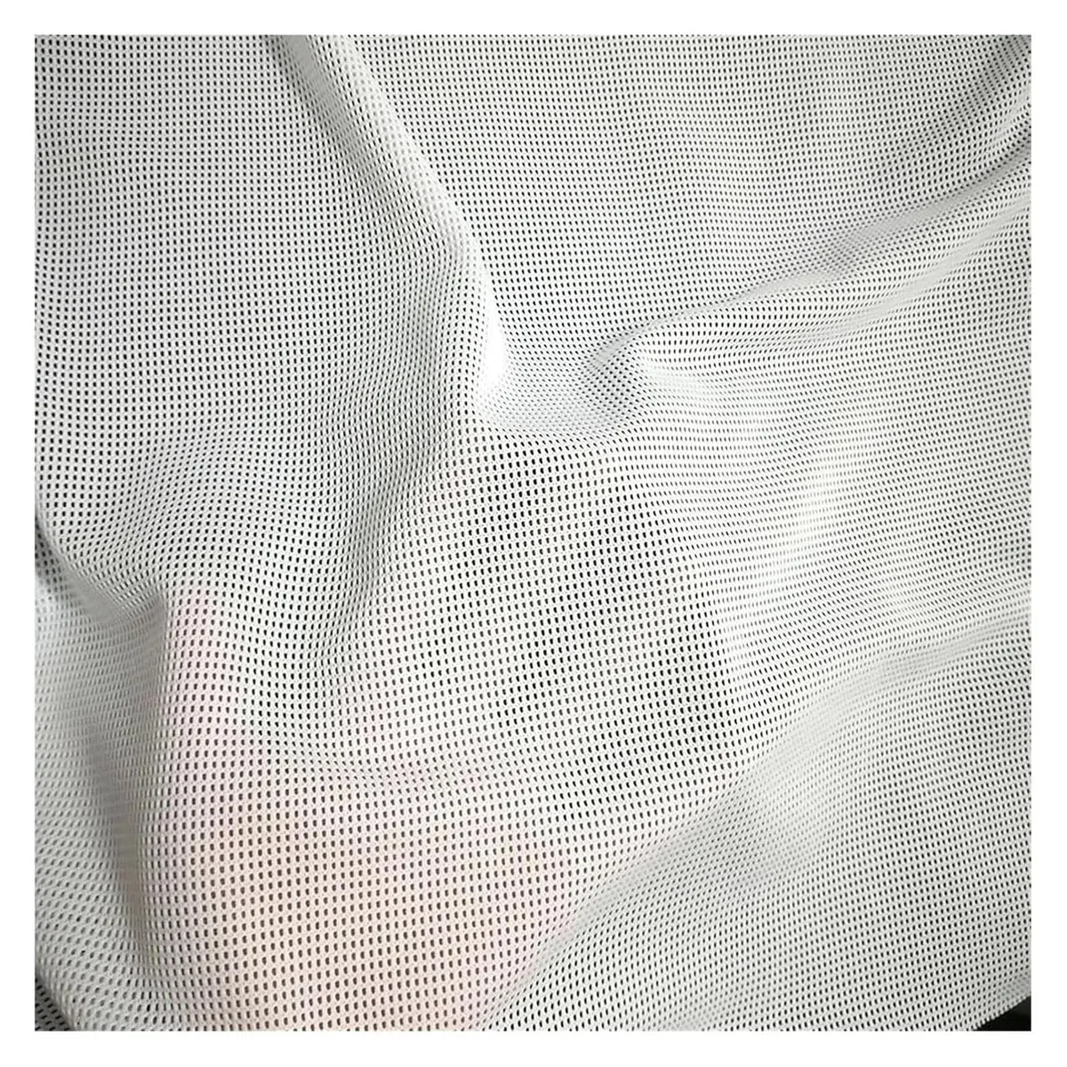 Tejido De Malla De Costura Red De Poliéster Suave Ripstop Elástico Bajo(White)