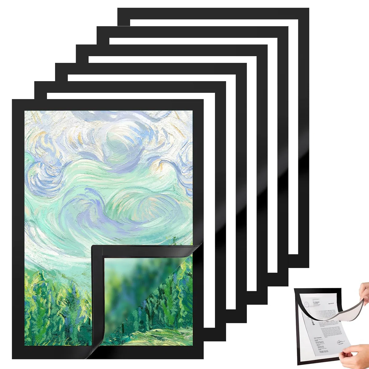 Marcos Magnéticos Autoadhesivos A3, 6 Piezas Diamond Painting Marco PVC Impermeable Multiusos Marco Informativo Autoadhesivo para Publicar Letreros,Licencia,Fotos,Documento