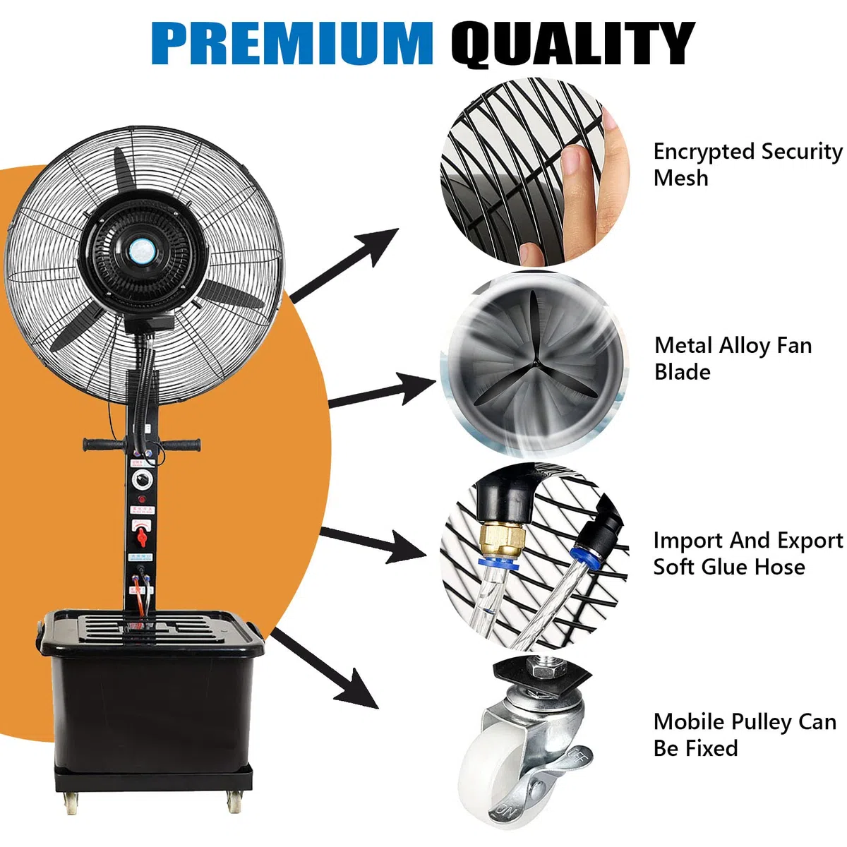 sdneNest Pulverizadores oscilantes para exteriores para frescos, pedestal con 3 velocidades de enfriamiento, patio, restaurante exterior, garaje, fábrica, 71 cm