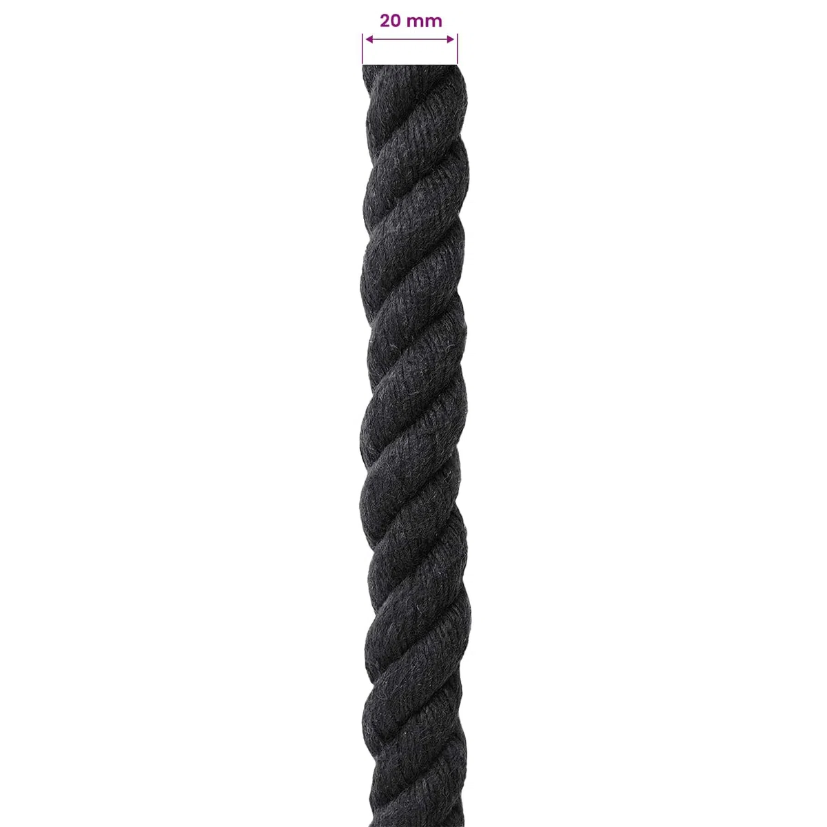 Cuerda de algodón negra 2 x 2 x 2500 cm de 3 capas, 1 pieza de cuerda de cuerda para macramé, manualidades y jardín DIY, flexible para fijación y hilo