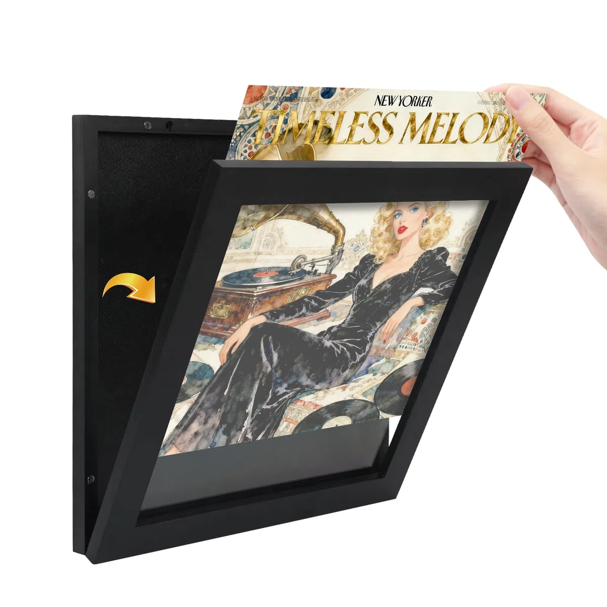 Marco de vinilo para discos de vinilo con protección UV y resistente a los arañazos - Marco para cubierta de vinilo y LP - Marco para álbum LP de 30,5 x 30,5 cm, color negro (1 pieza)