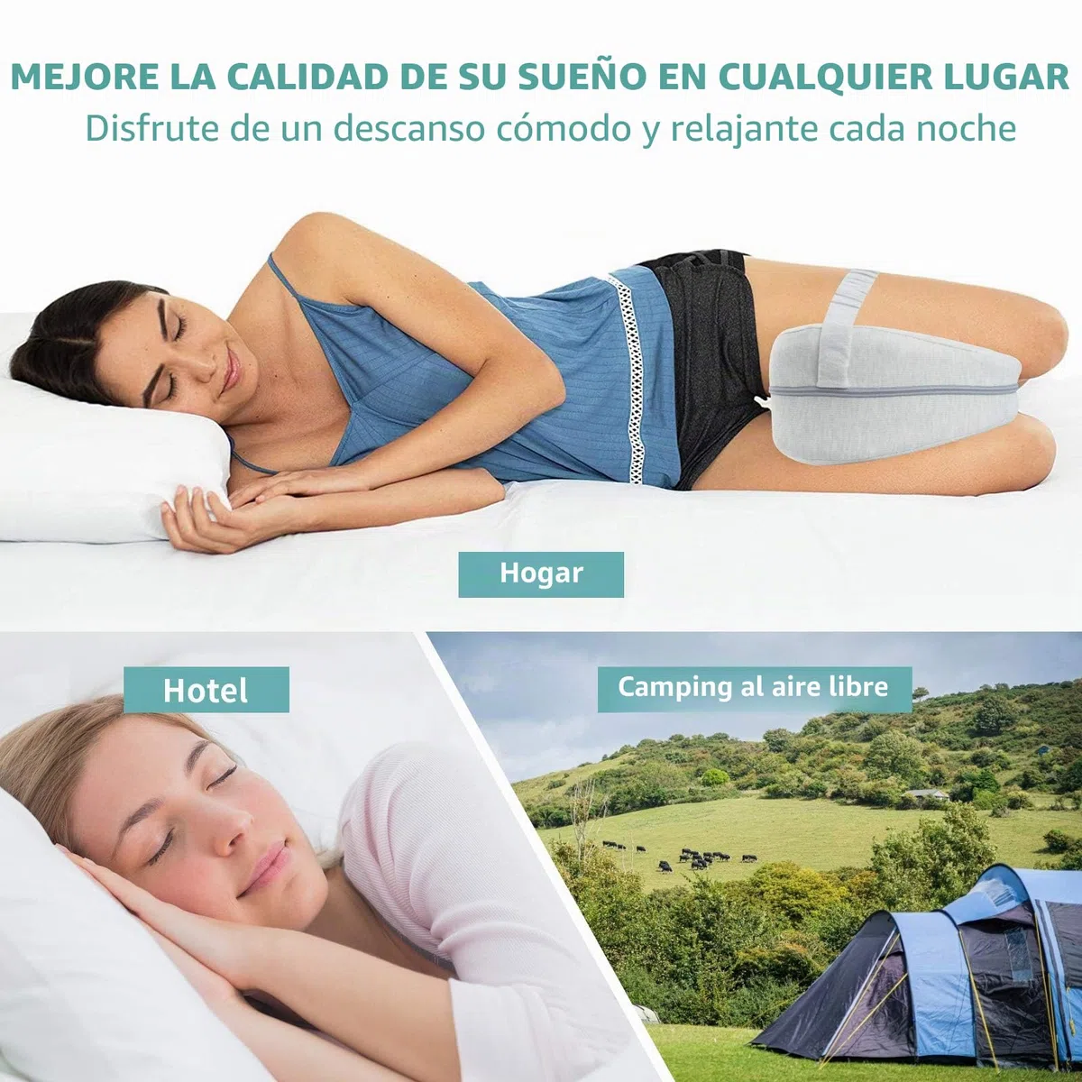 CREATESTAR Almohada para Piernas, Almohada Rodillas para Dormir Almohada para Dormir de Lado de Espuma Viscoelástica, Alivia el Dolor de Espalda,Caderas, Piernas, Rodillas y Tobillos