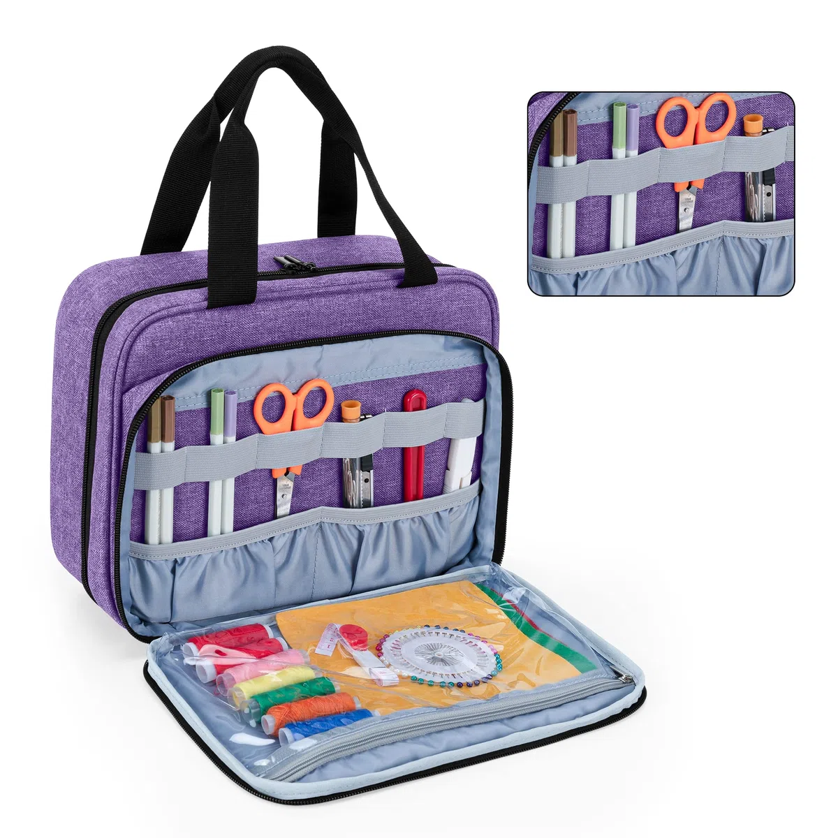 Luxja Costurero Grande, Organizador para Accesorios de Máquina Coser, Bolsa para Accesorios de Máquina Coser para el Hombro, Patente Pendiente(Sin Accesorios), Púrpura