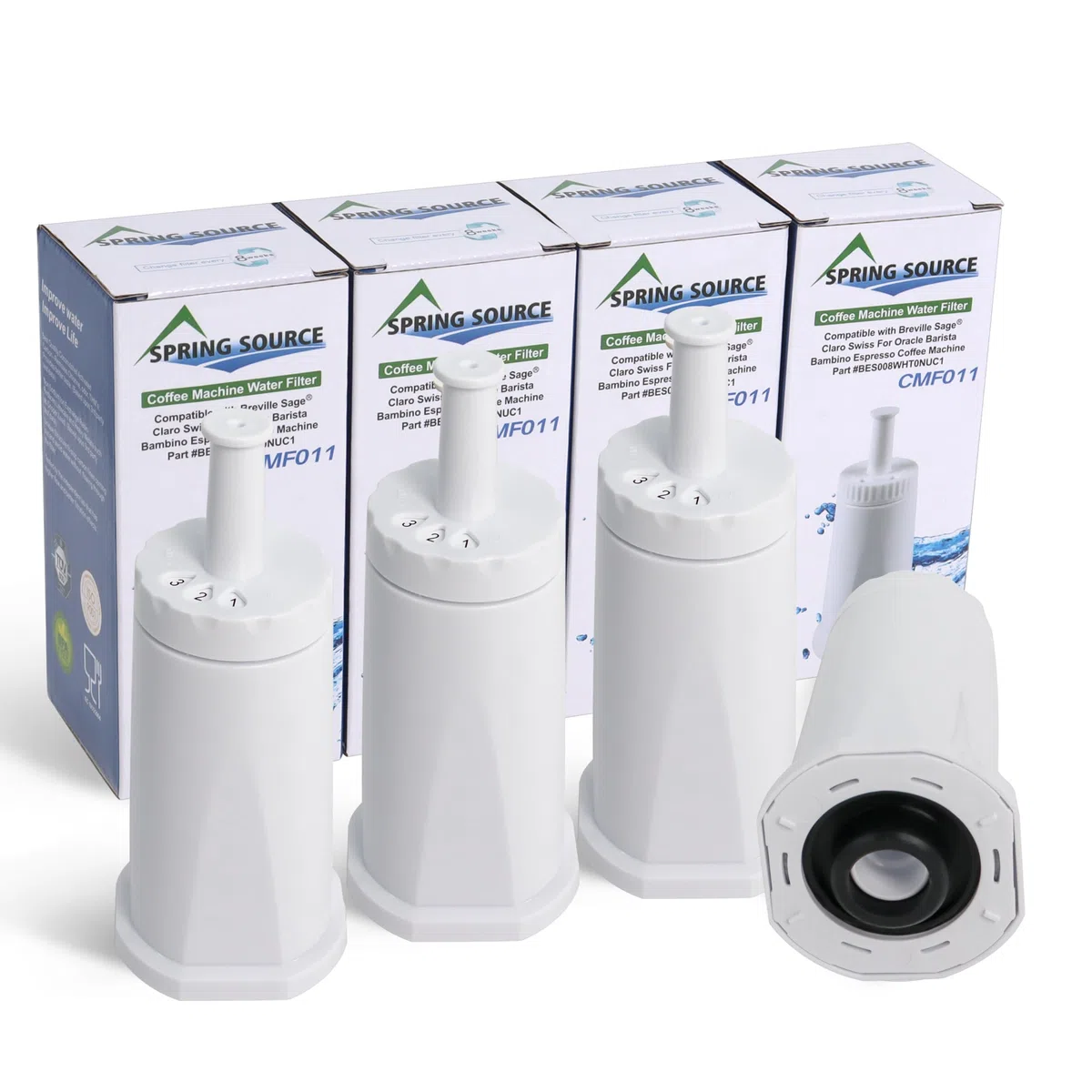 BES008 Sage Barista Express Filtro de agua 4 unidades, compatible con filtro de agua Sage Reemplazo para SES008 SES810 SES875 SES880 SES920 SES980 SES990