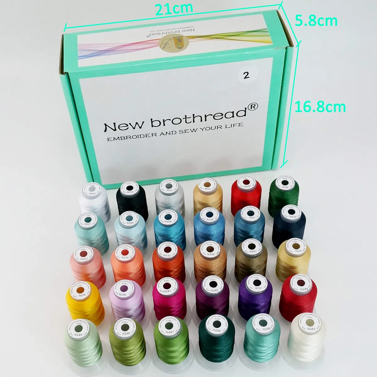 New brothread 30 Nuevos Janome Colores Poliéster Máquina Bordado Hilo 500M - Surtido 2