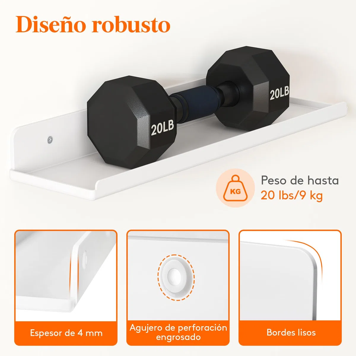 Lifewit 38 cm Estanterías flotantes, Juego de 6, Acrílico Blanco, Sirve para Libros/vinilos/Fotos/Imágenes, Sala de Estar, baño, Cocina - Almacenamiento y organización