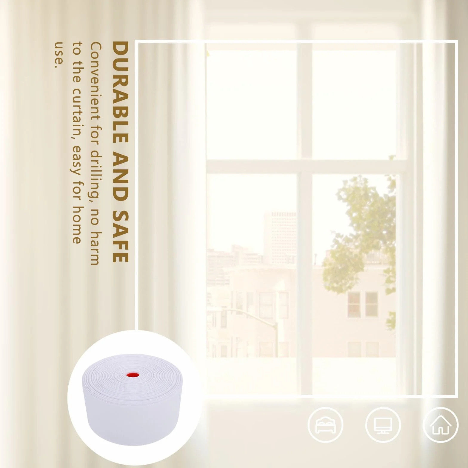MAGICLULU Cinta para Cortina de Poliéster de 8cm Ojales para Colgar, Ligera y Resistente, Adecuado para Cortinas de Ventana y Uso Hogar