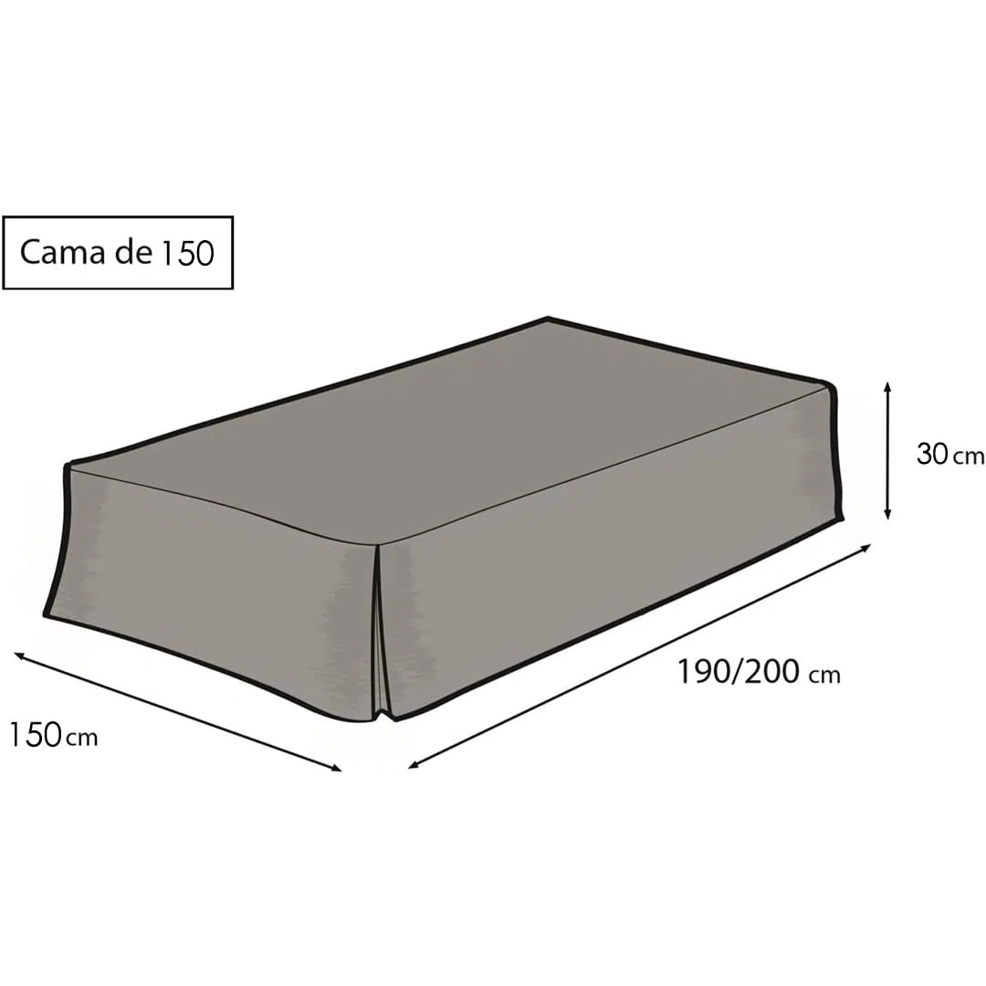 Genérico Cubre Canapé Cama Tejido Loneta con Fuelle Inglés, 50% Algodón 50% Poliéster, Cubre Somier, Color Crema, Cubre Canapé para Somier, Fabricado en España (150 x 190/200 x 30 cm, Beige)