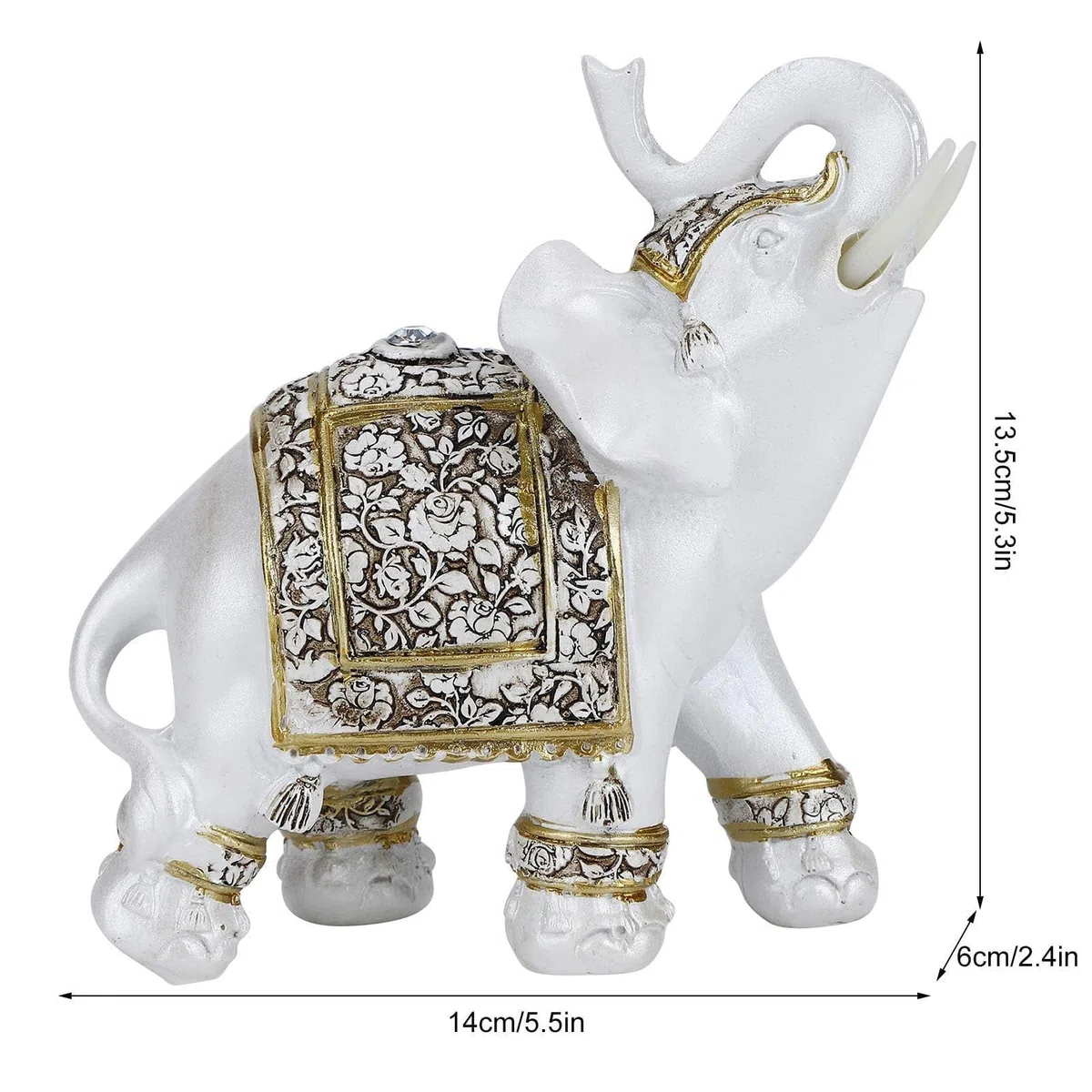 Feng Shui estatuas de Elefante para la Fortuna de la Riqueza, Resina Estatua de Elefante Afortunado Coleccionable, Escultura de Elefante de Estilo de Porcelana, decoración de la Oficina del hogar