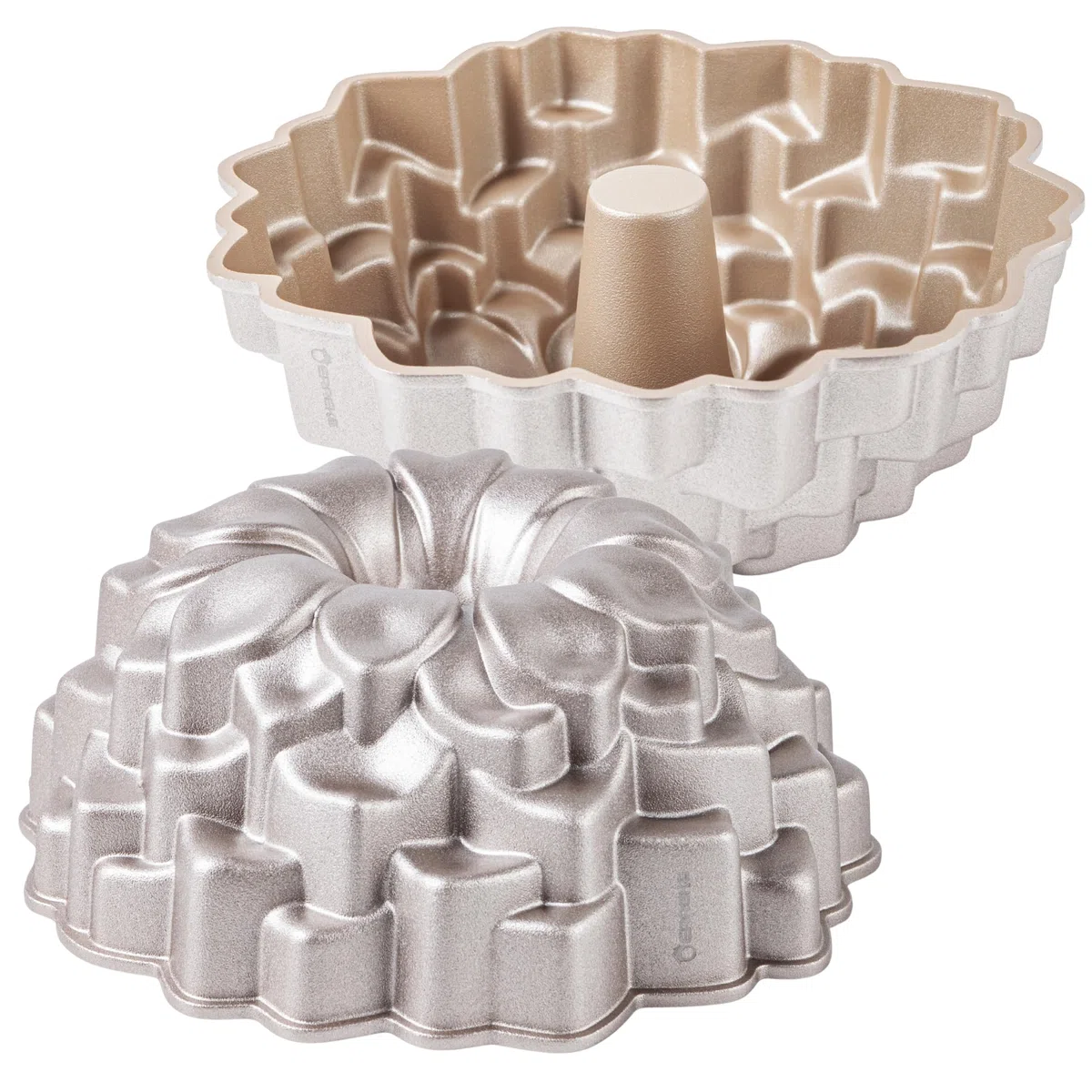 Erreke Molde Bizcocho Horno, Molde Tarta, Doble Capa Antiadherente, Aluminio Fundido Resistente, Savarín Cocción Uniforme, Repostería, Color Oro Rosa, 24cm, 2.5 litros, Bloom