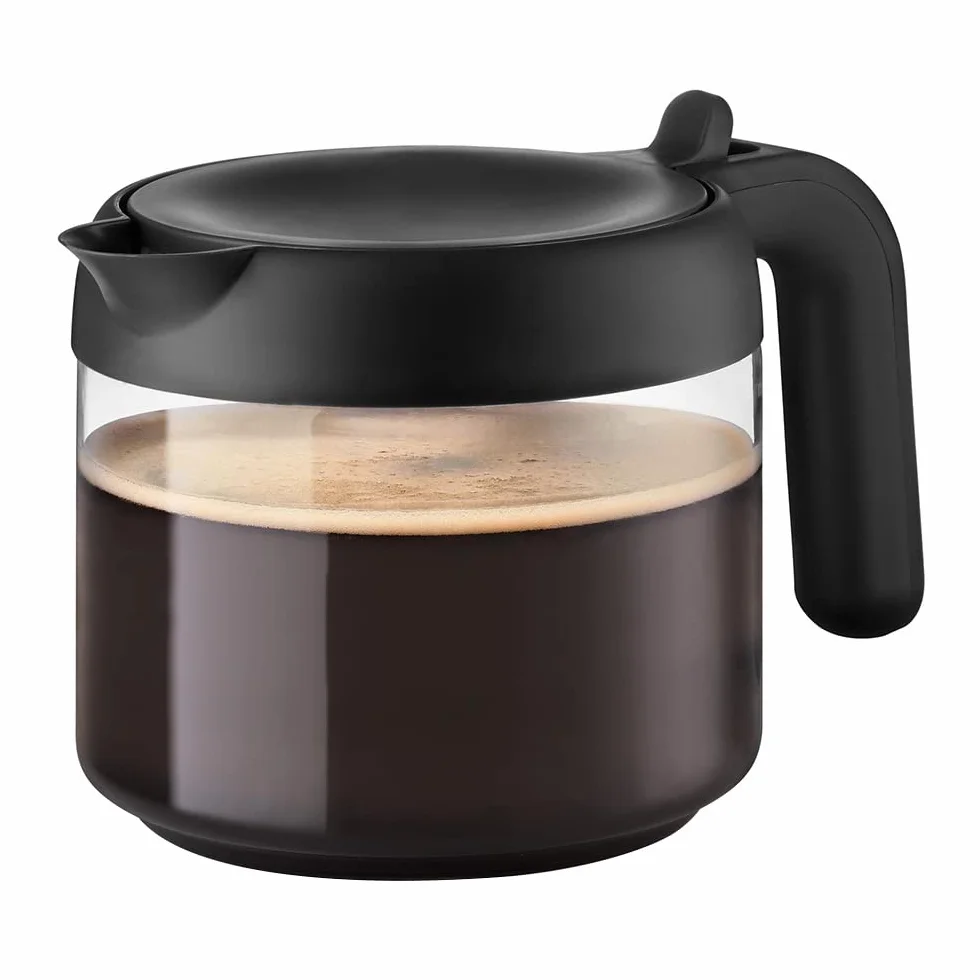 De'Longhi Jarra para Café DLSC021, Accesorio para Cafetera, Capacidad de 750 ml, Jarra para Café, Cristal, Plástico, 6 Tazas, Negro y Trasparente